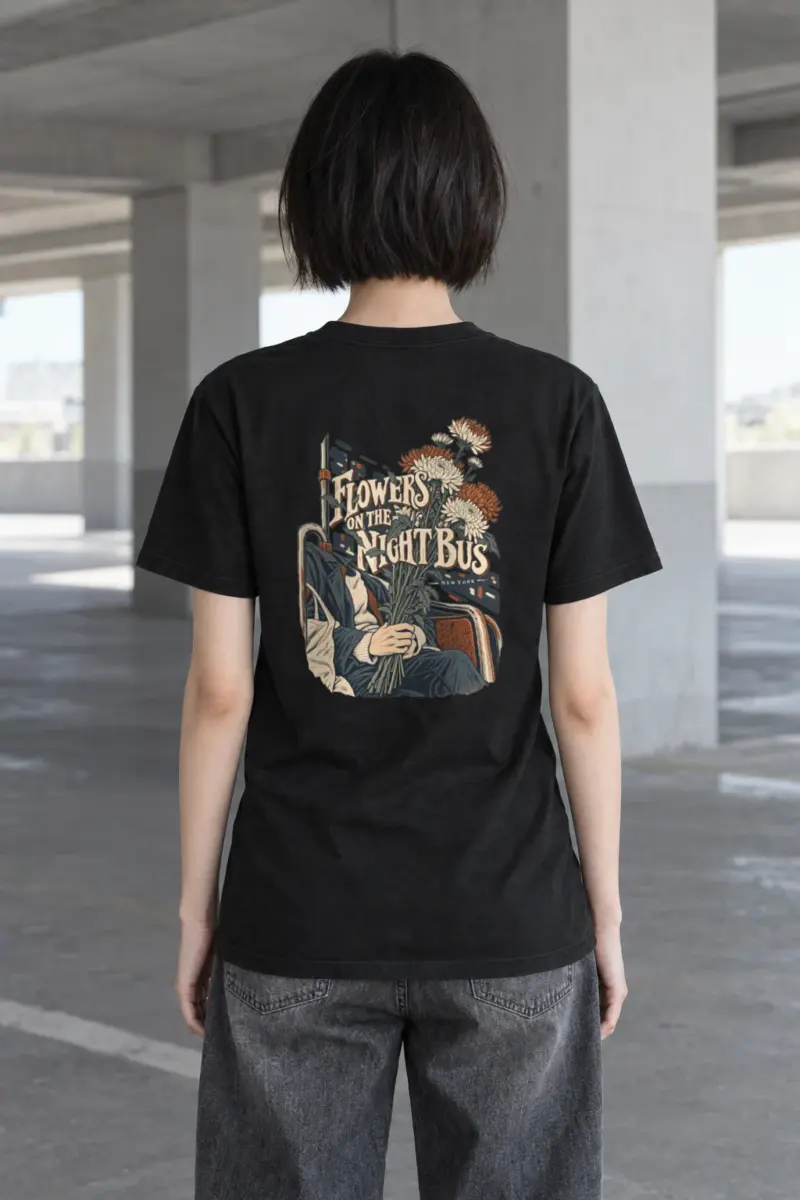 “Flowers on the Night Bus” Heavyweight Unisex Crewneck T-shirt