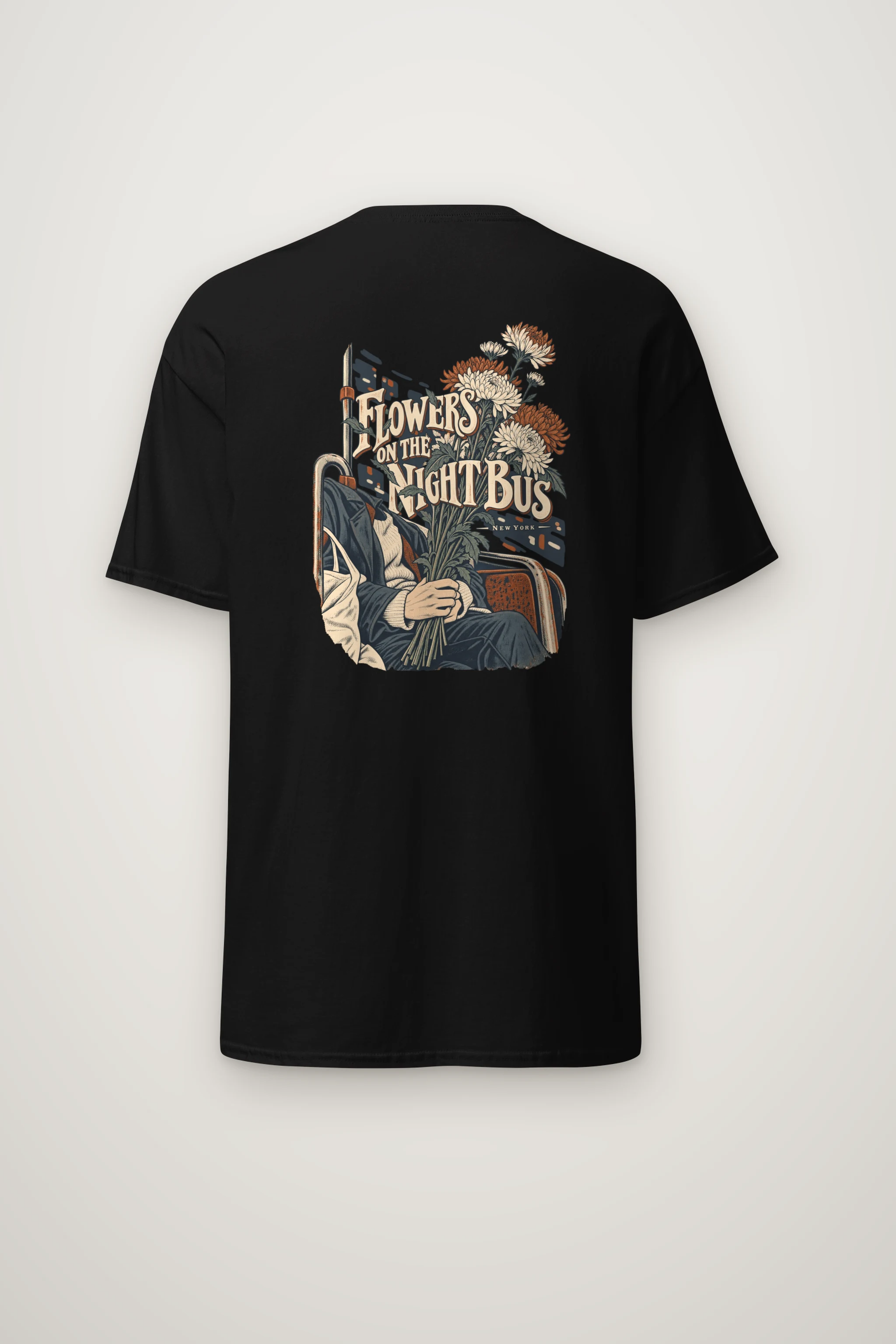 "Flowers on the Night Bus" Heavyweight Unisex Crewneck T-shirt
