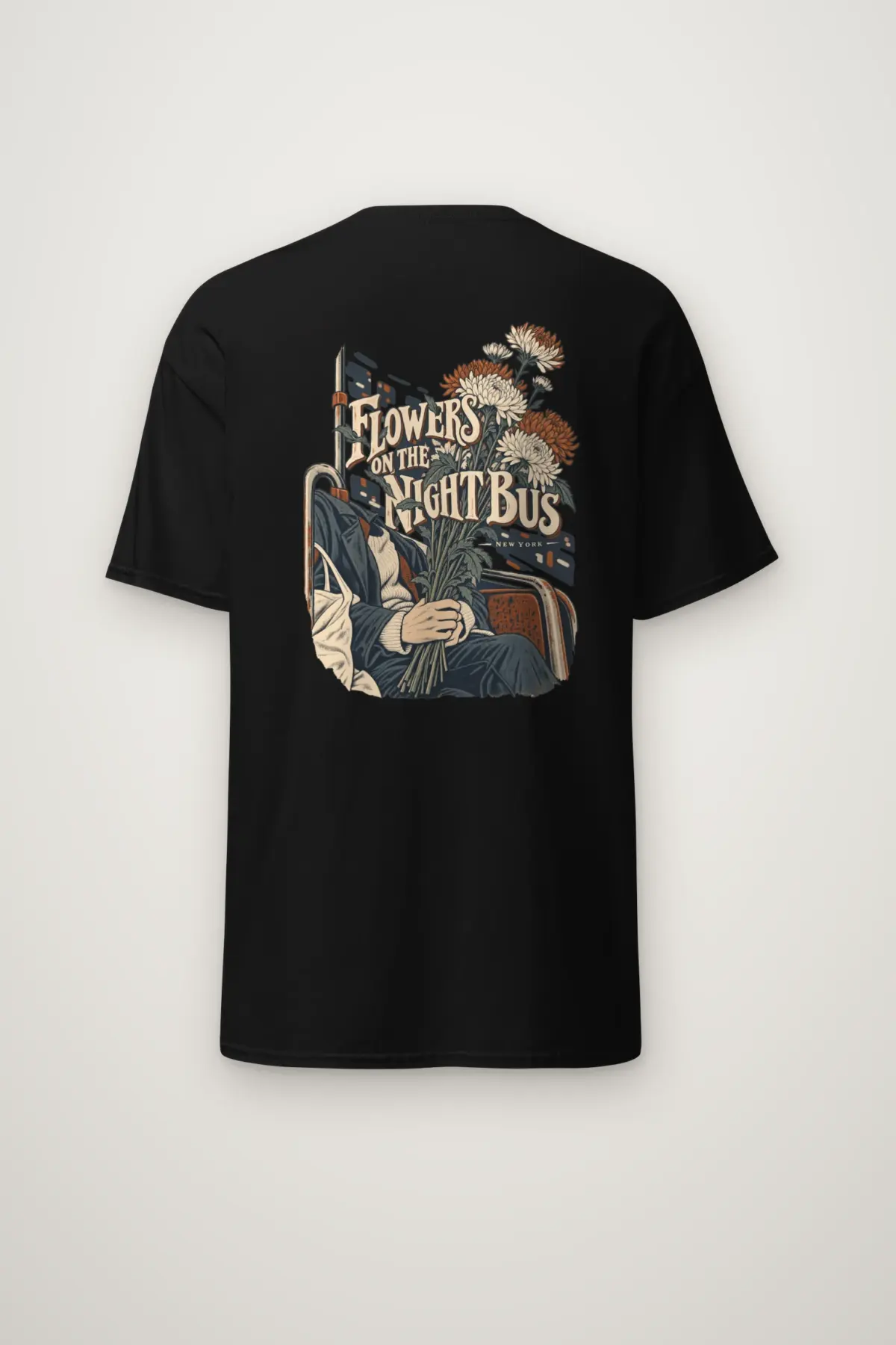 "Flowers on the Night Bus" Heavyweight Unisex Crewneck T-shirt