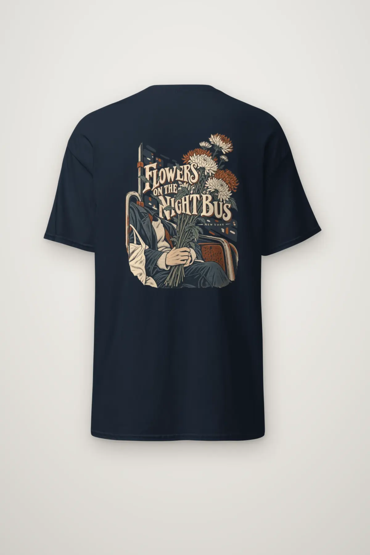 "Flowers on the Night Bus" Heavyweight Unisex Crewneck T-shirt