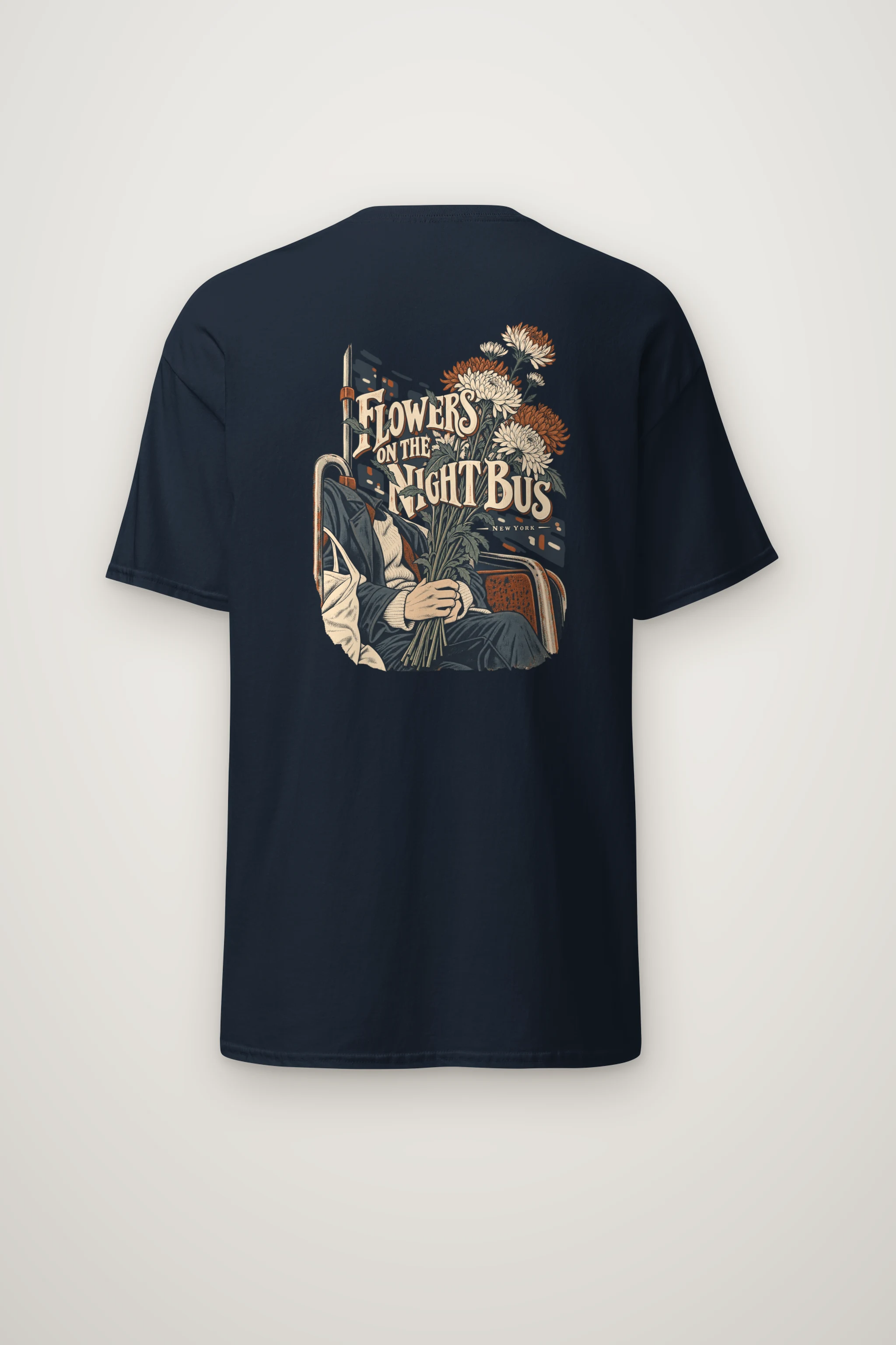 "Flowers on the Night Bus" Heavyweight Unisex Crewneck T-shirt