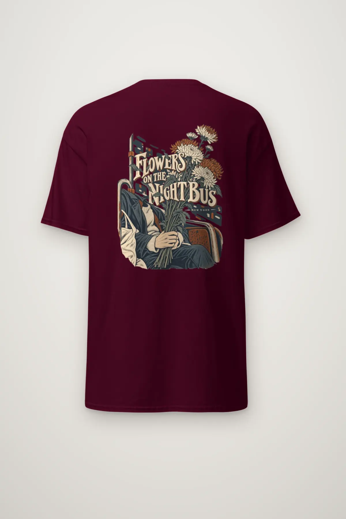 "Flowers on the Night Bus" Heavyweight Unisex Crewneck T-shirt
