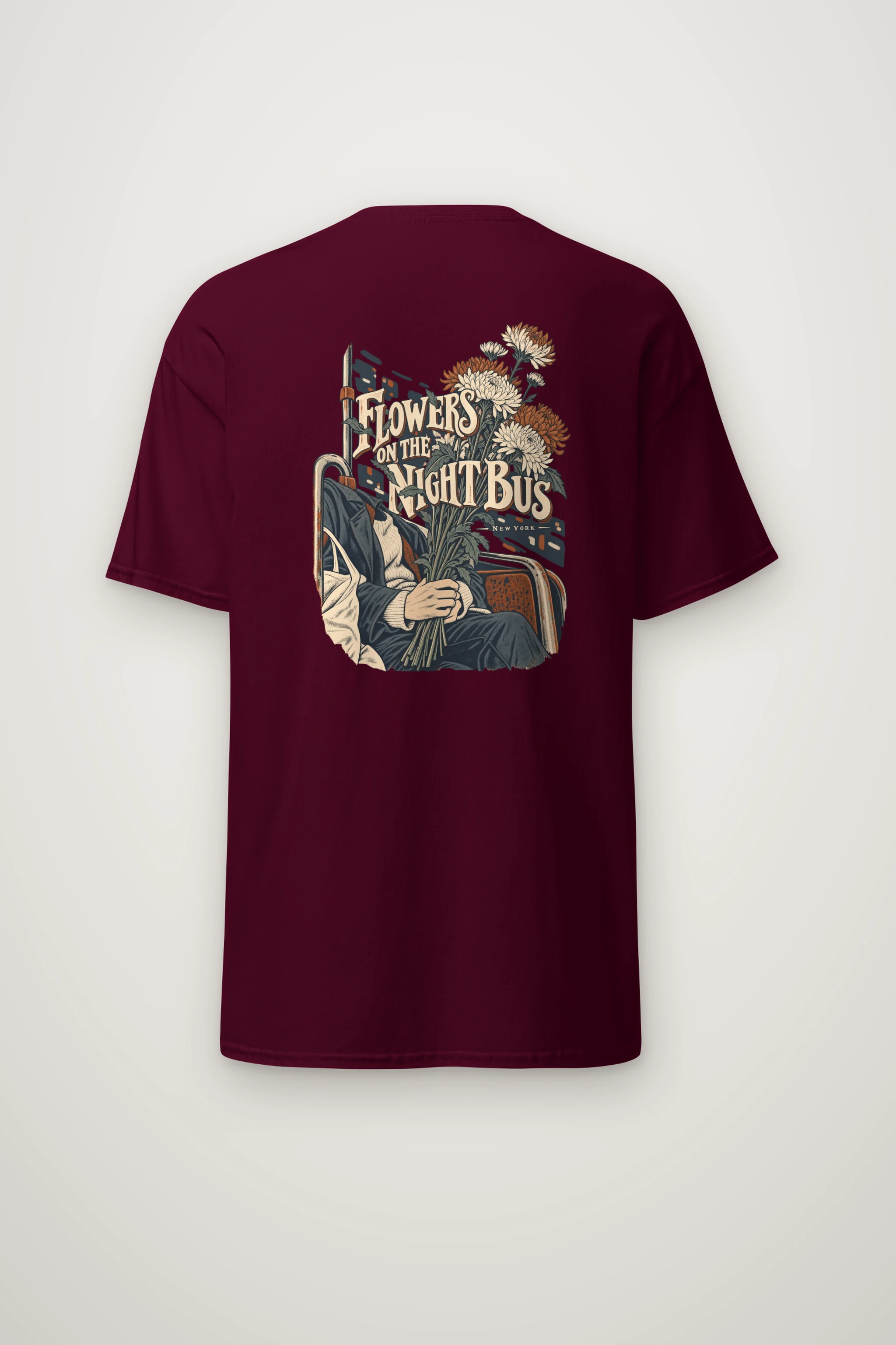 "Flowers on the Night Bus" Heavyweight Unisex Crewneck T-shirt