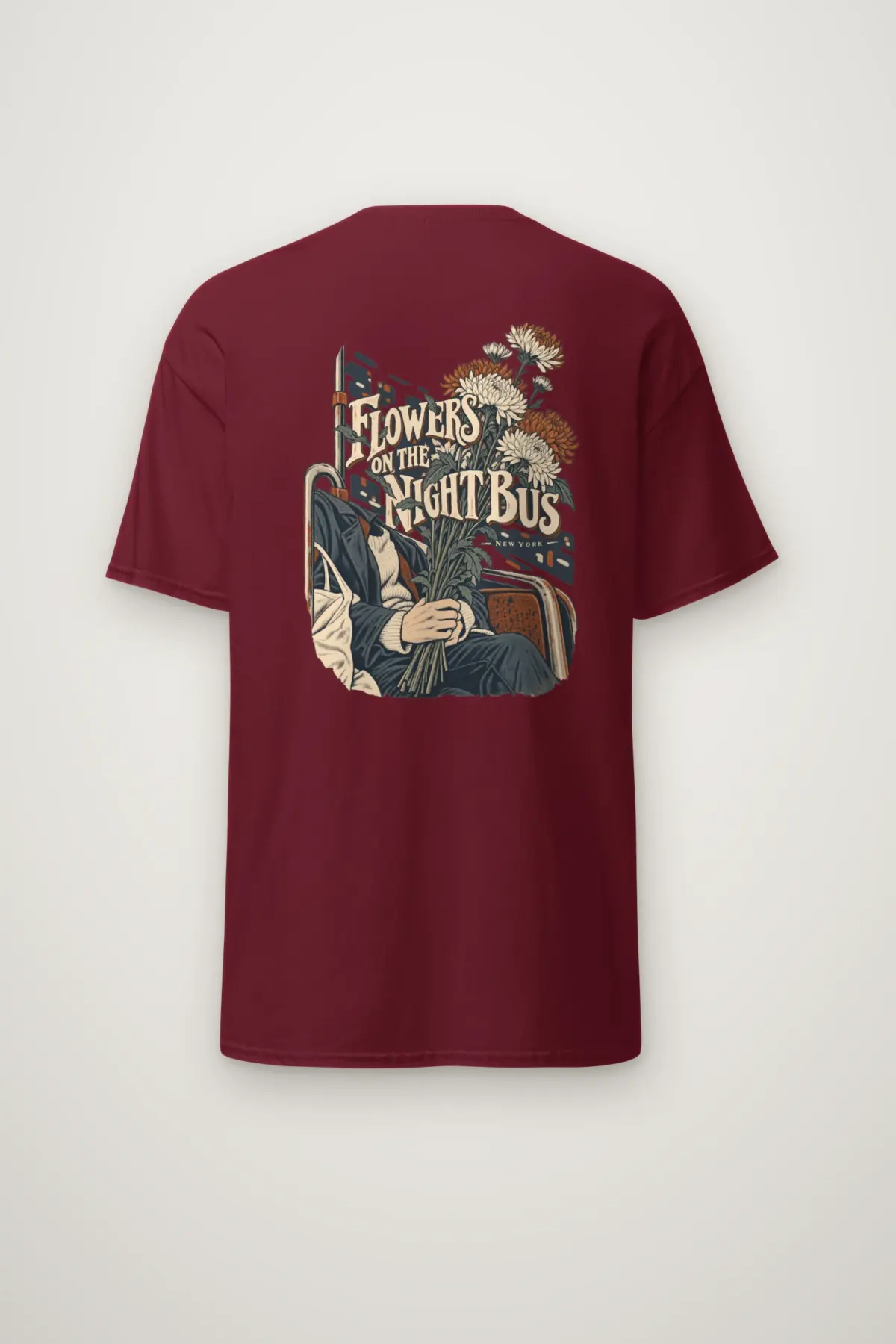 "Flowers on the Night Bus" Heavyweight Unisex Crewneck T-shirt