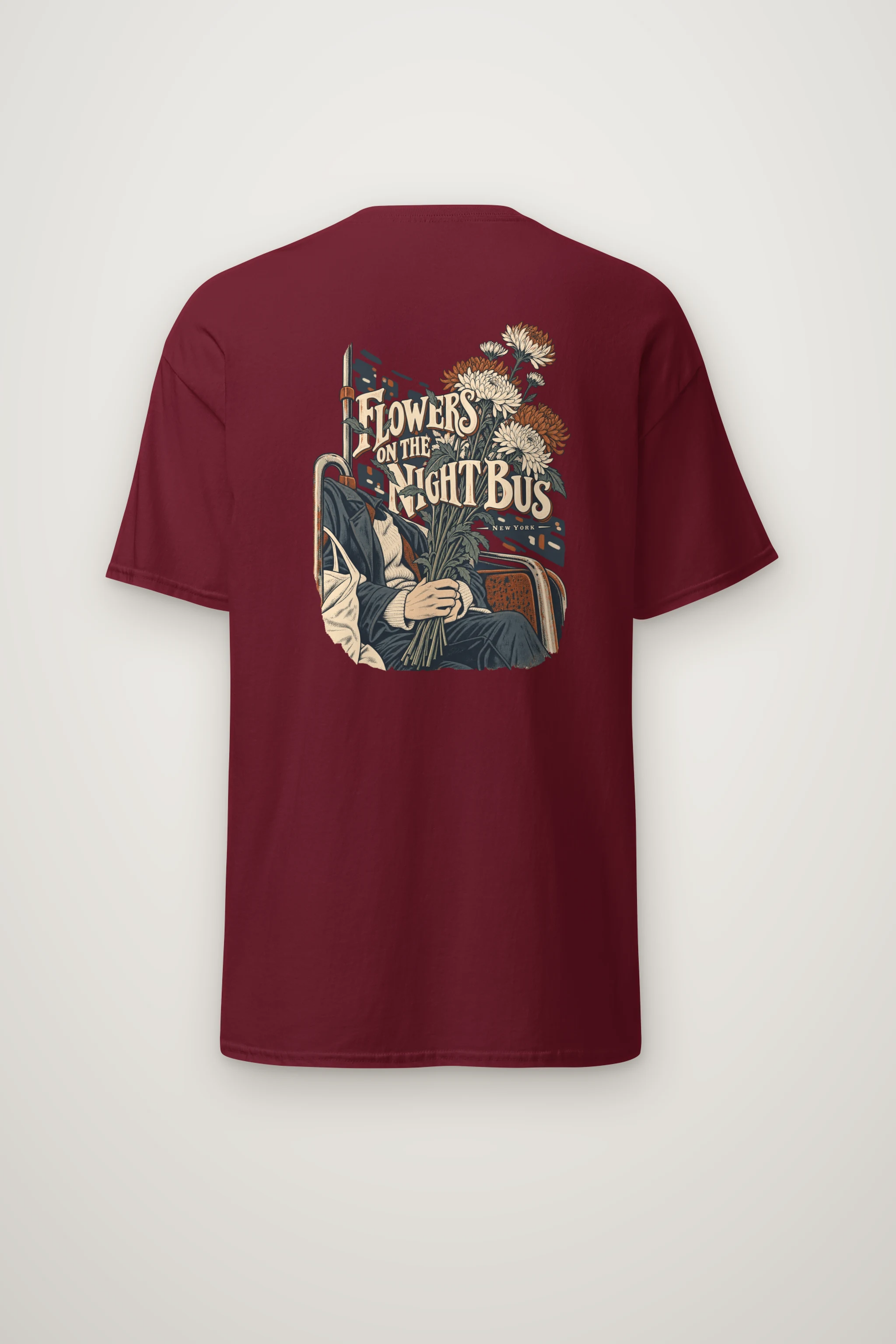 "Flowers on the Night Bus" Heavyweight Unisex Crewneck T-shirt