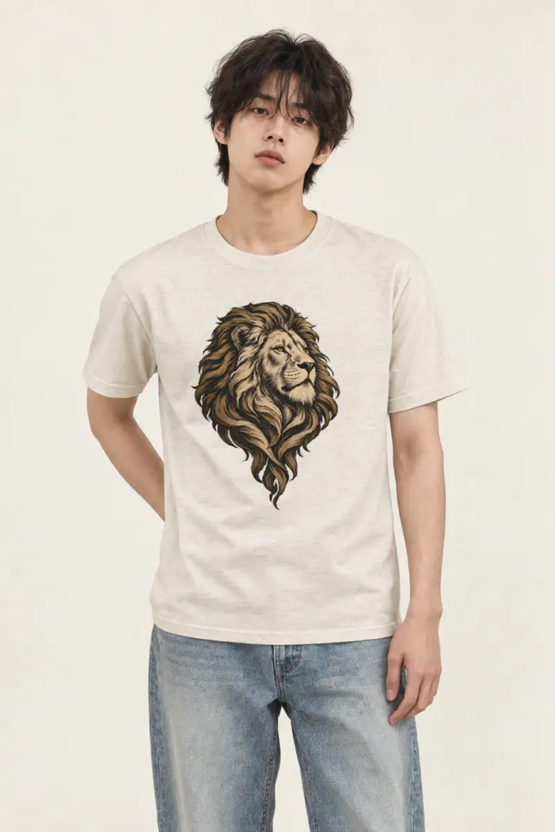 "Flowing Mane Lion" Heavyweight Unisex Crewneck T-shirt