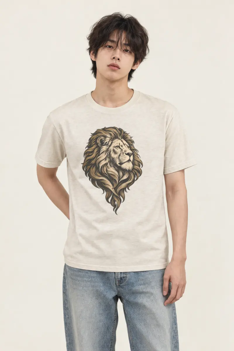 "Flowing Mane Lion" Heavyweight Unisex Crewneck T-shirt