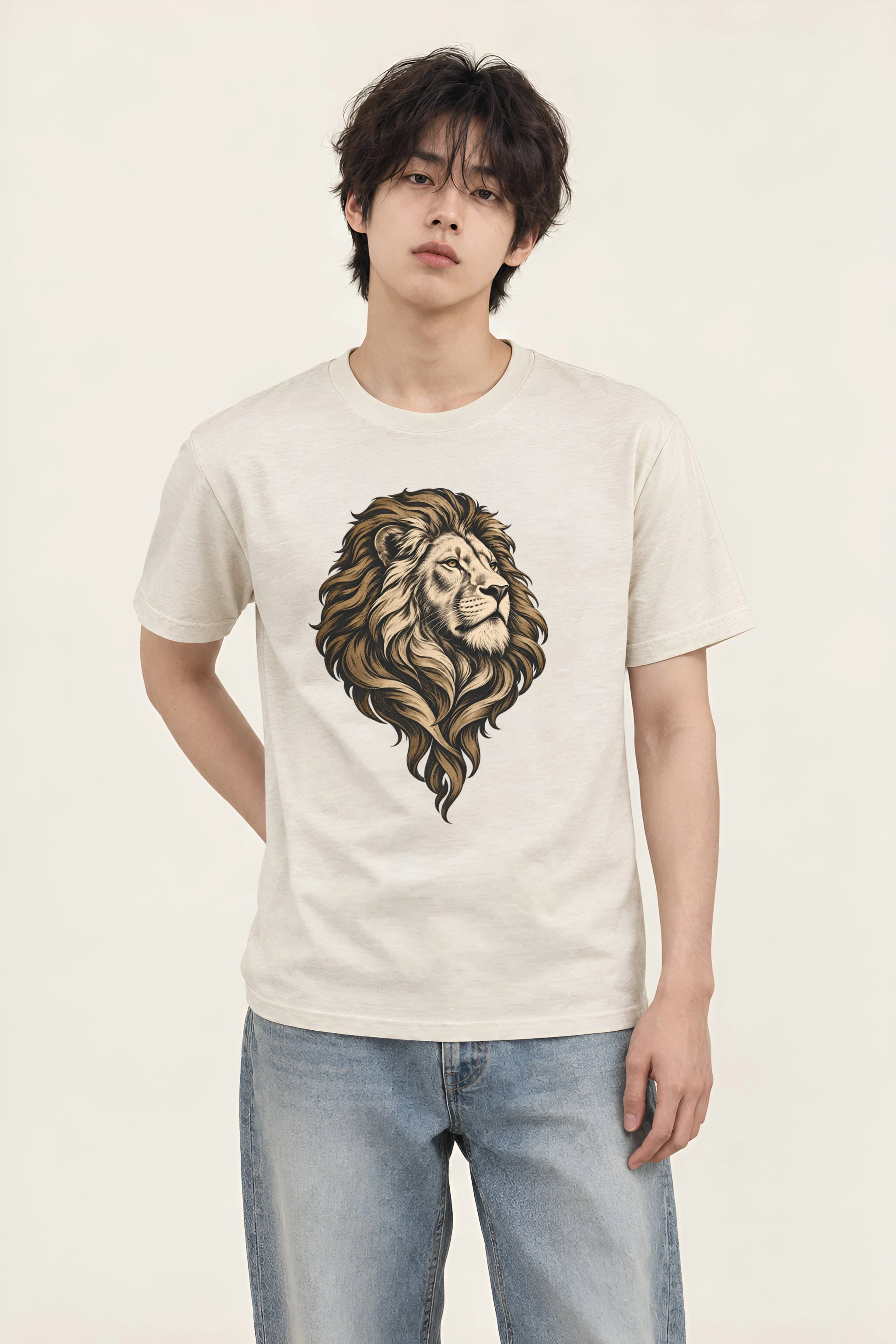 "Flowing Mane Lion" Heavyweight Unisex Crewneck T-shirt