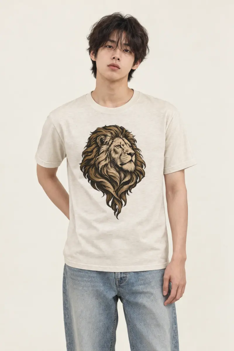 "Flowing Mane Lion" Heavyweight Unisex Crewneck T-shirt