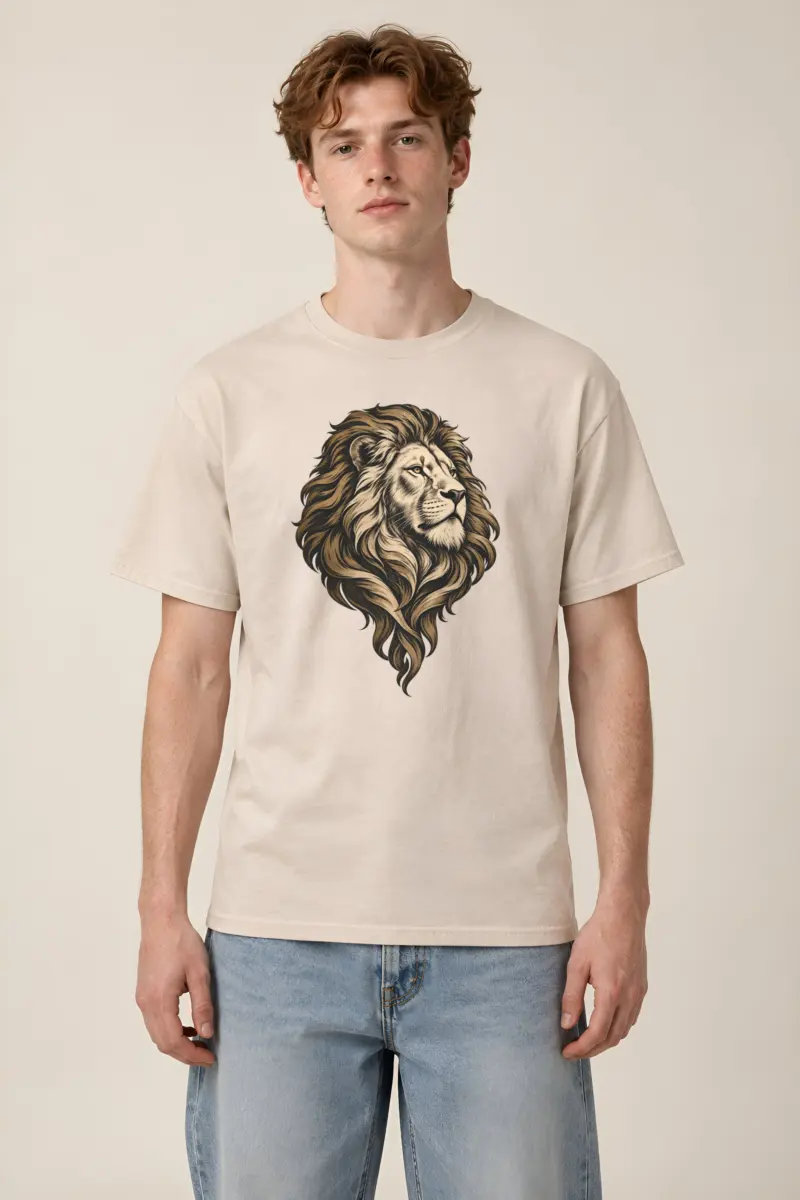 "Flowing Mane Lion" Heavyweight Unisex Crewneck T-shirt