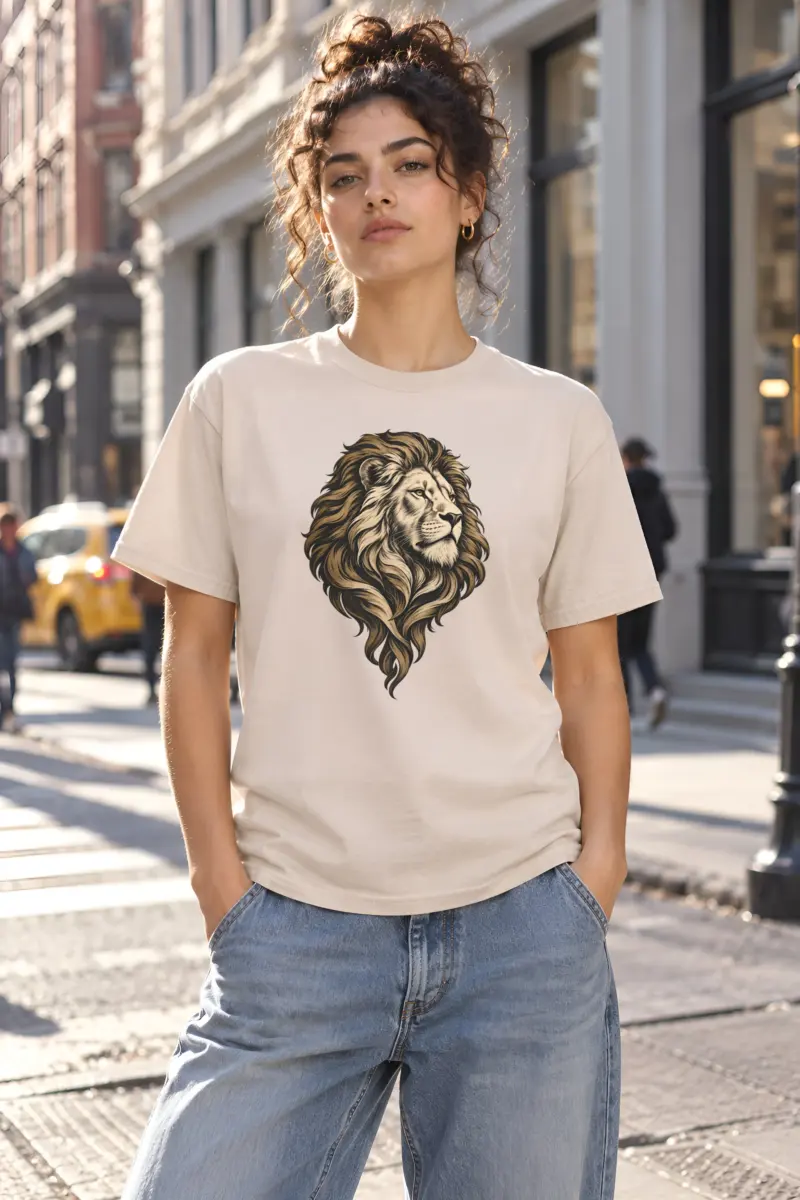 "Flowing Mane Lion" Heavyweight Unisex Crewneck T-shirt