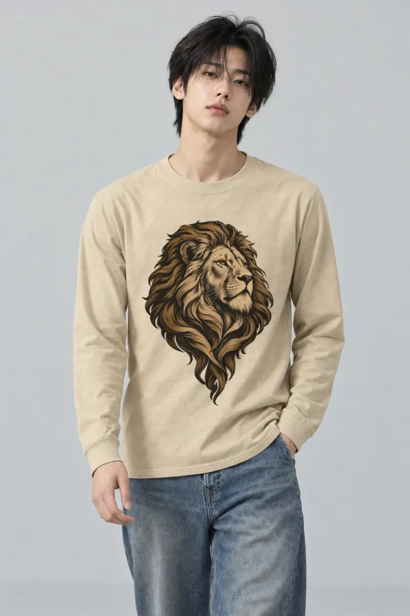 "Flowing Mane Lion" Unisex Longsleeve T-shirt | Gildan 2400