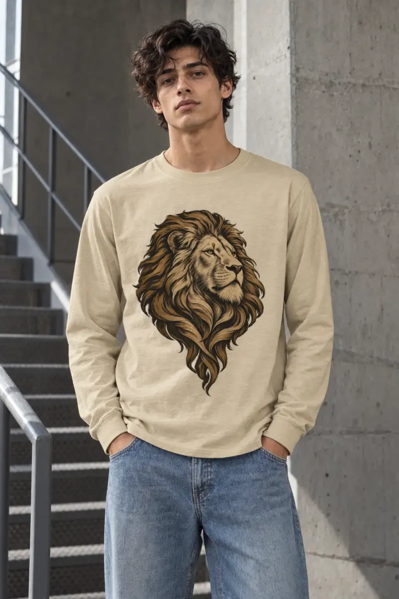 "Flowing Mane Lion" Unisex Longsleeve T-shirt | Gildan 2400