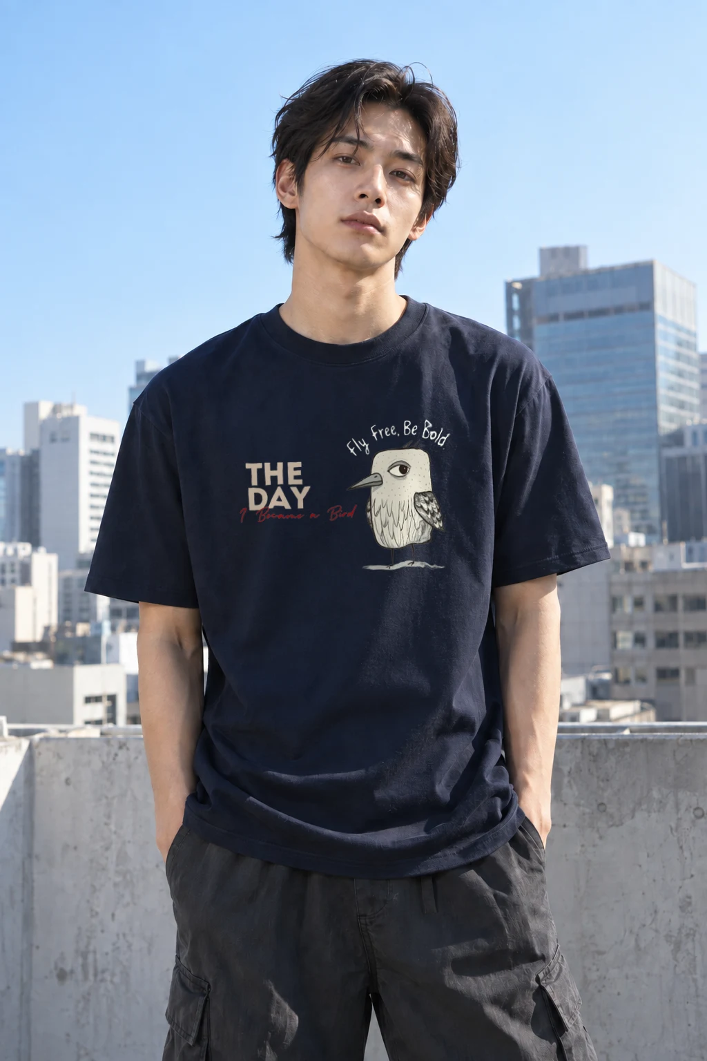 "Fly Free Bird" Heavyweight Unisex Crewneck T-shirt | Gildan 5000