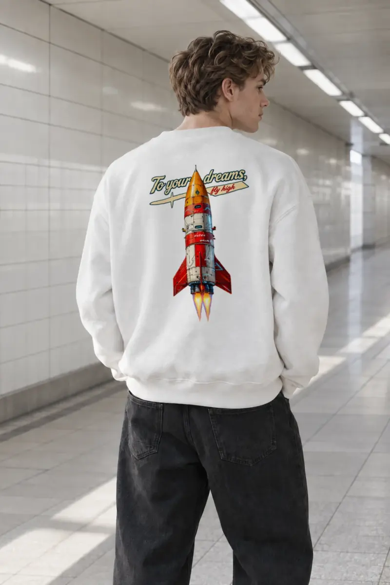 "Fly High Rocket" Heavy Blend Unisex Crewneck Sweatshirt | Gildan 18000