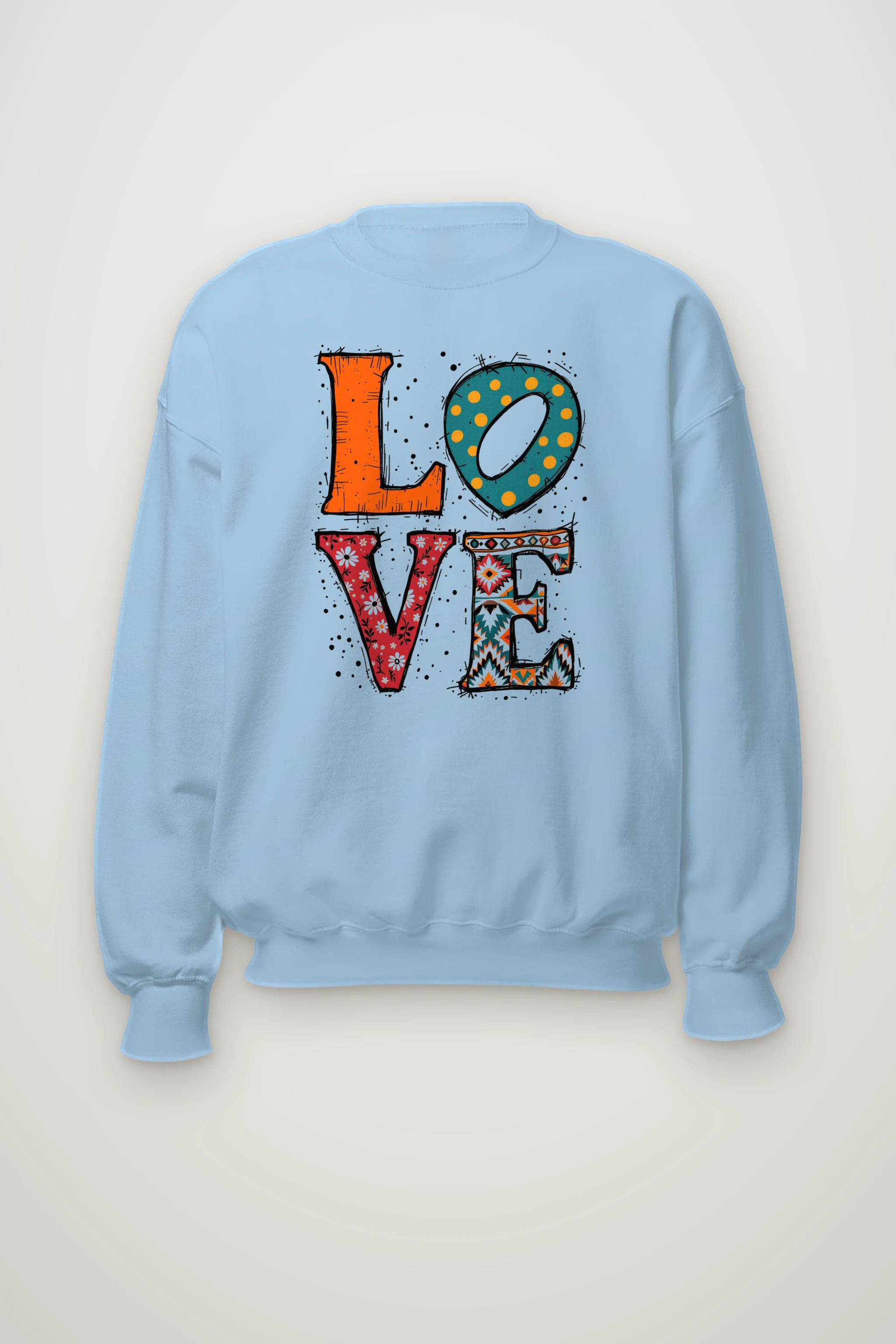 "Folk Art Love" Heavy Blend Unisex Crewneck Sweatshirt