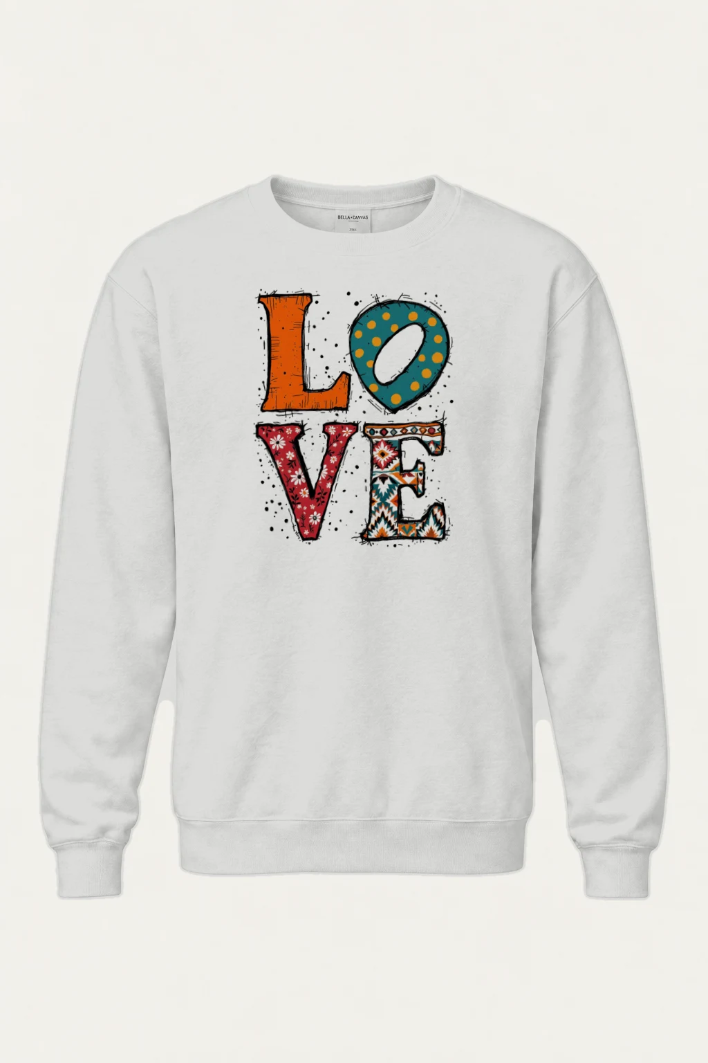 "Folk Art Love" Heavy Blend Unisex Crewneck Sweatshirt | Gildan 18000