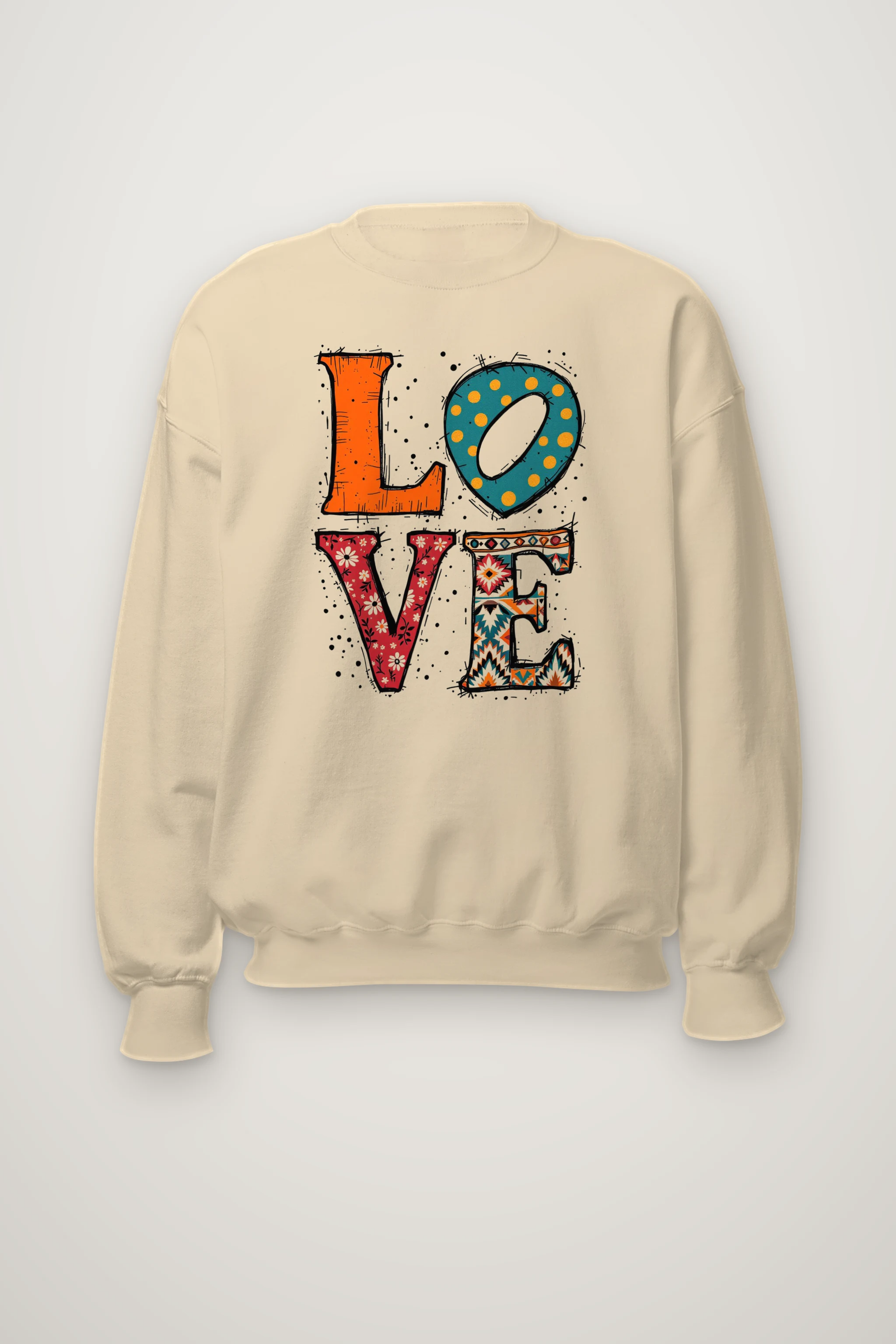 "Folk Art Love" Heavy Blend Unisex Crewneck Sweatshirt
