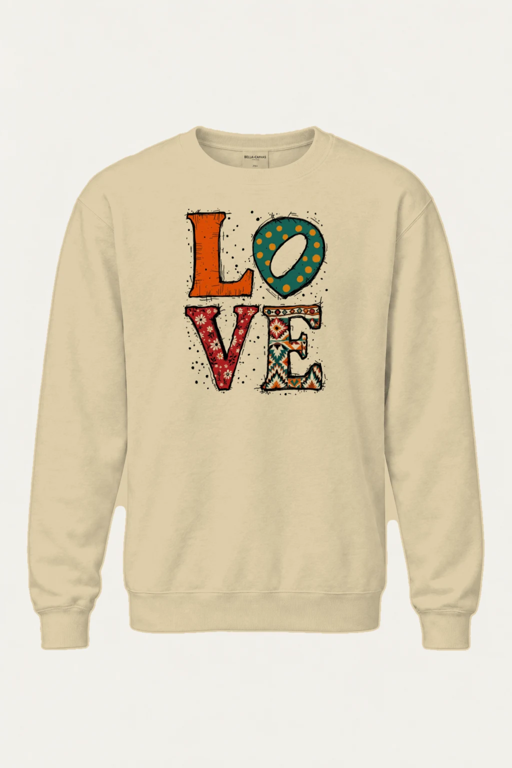 "Folk Art Love" Heavy Blend Unisex Crewneck Sweatshirt | Gildan 18000