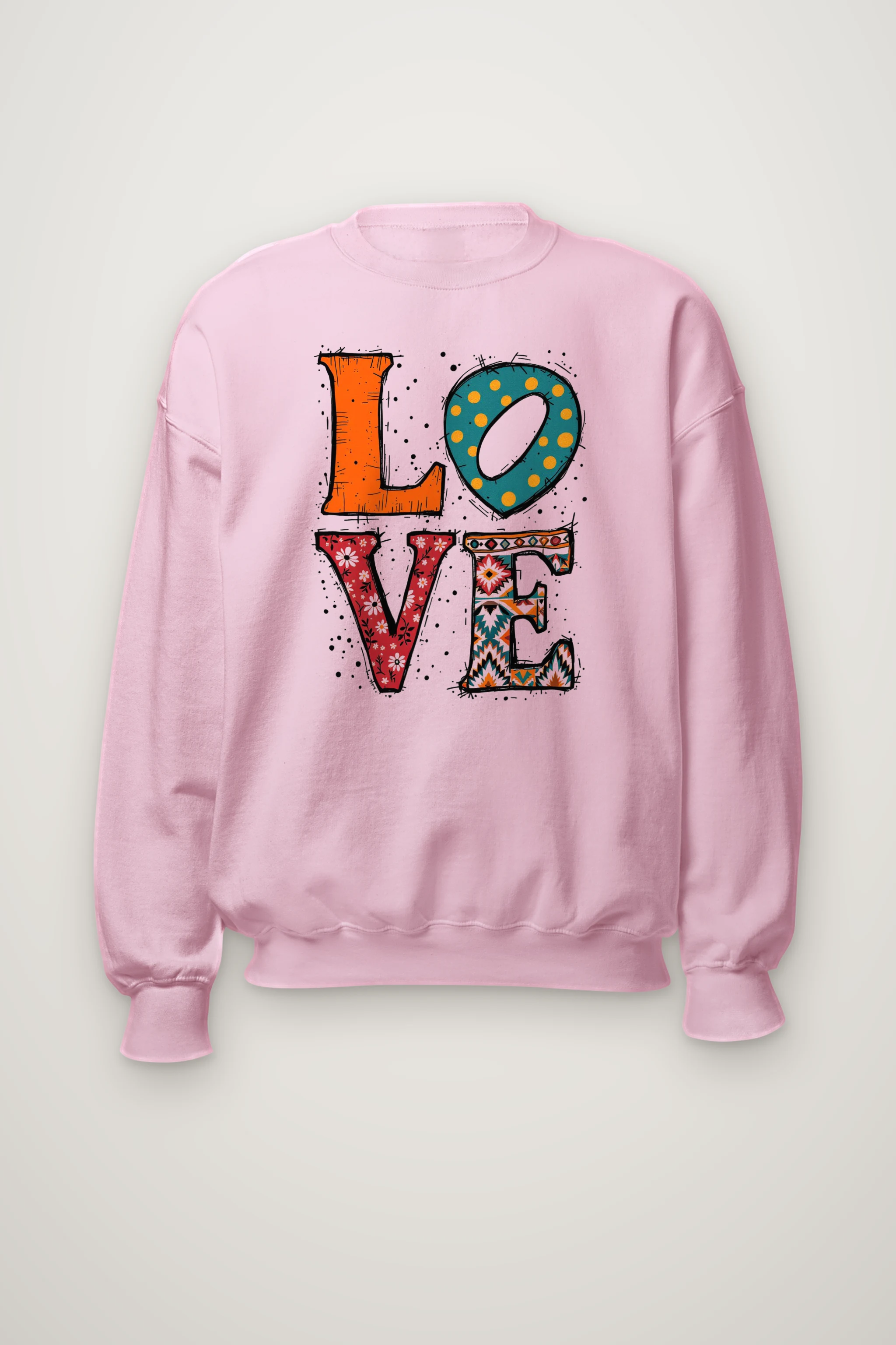 "Folk Art Love" Heavy Blend Unisex Crewneck Sweatshirt
