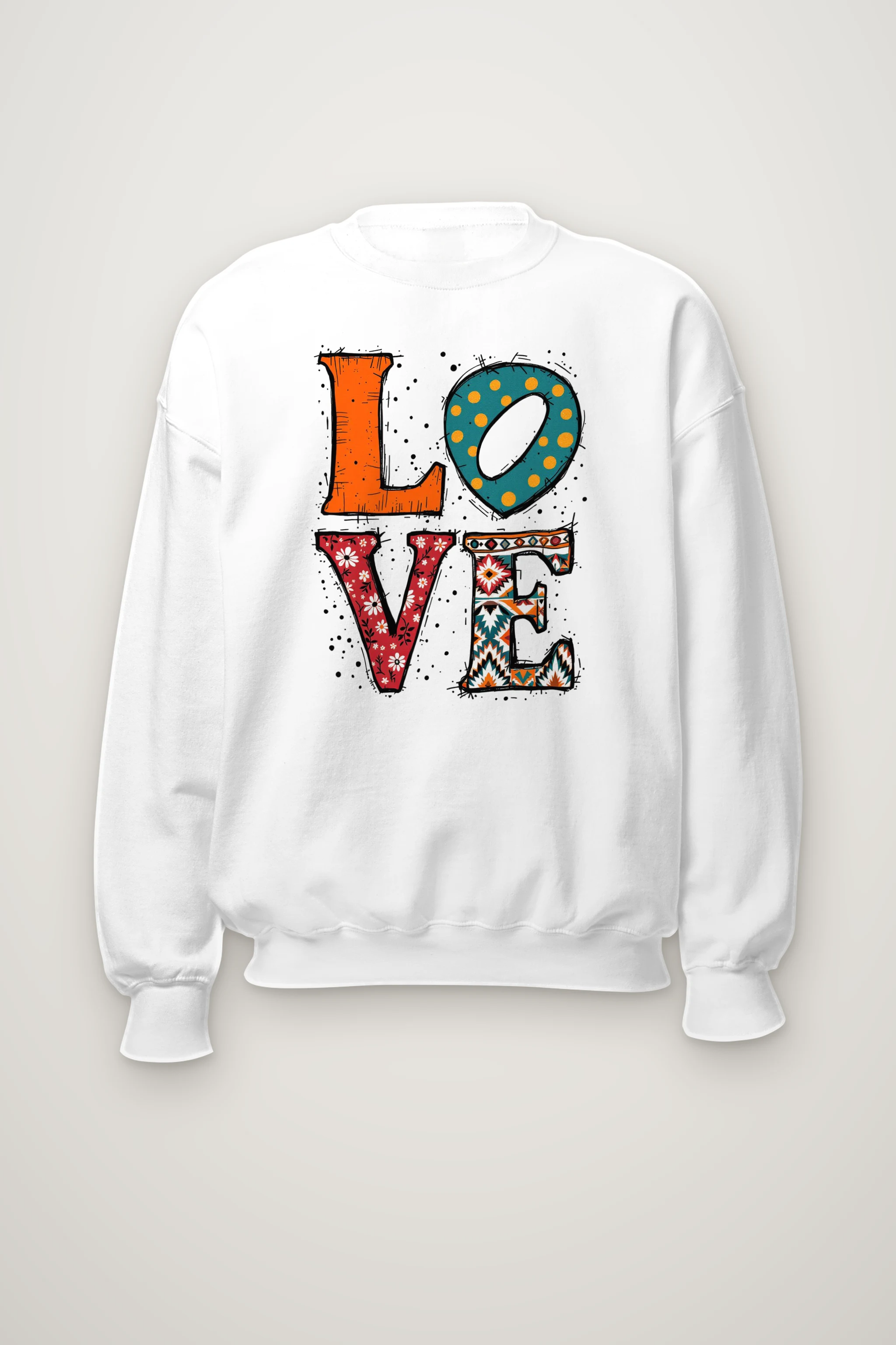 "Folk Art Love" Heavy Blend Unisex Crewneck Sweatshirt