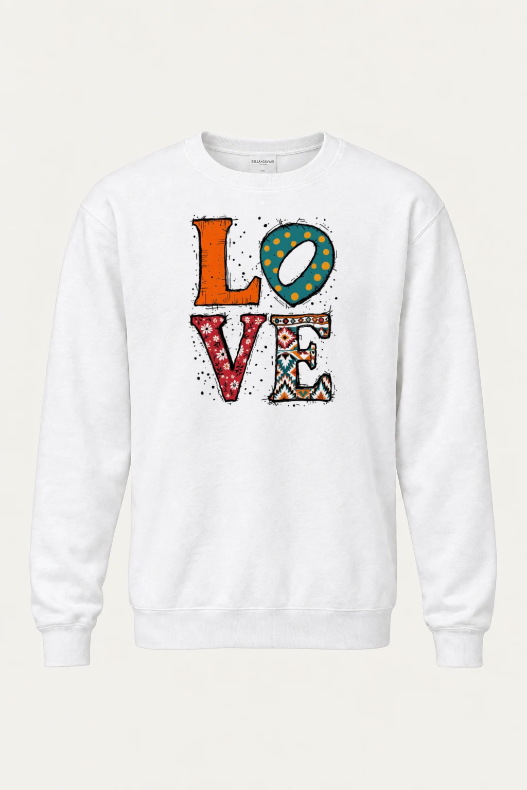 "Folk Art Love" Heavy Blend Unisex Crewneck Sweatshirt | Gildan 18000