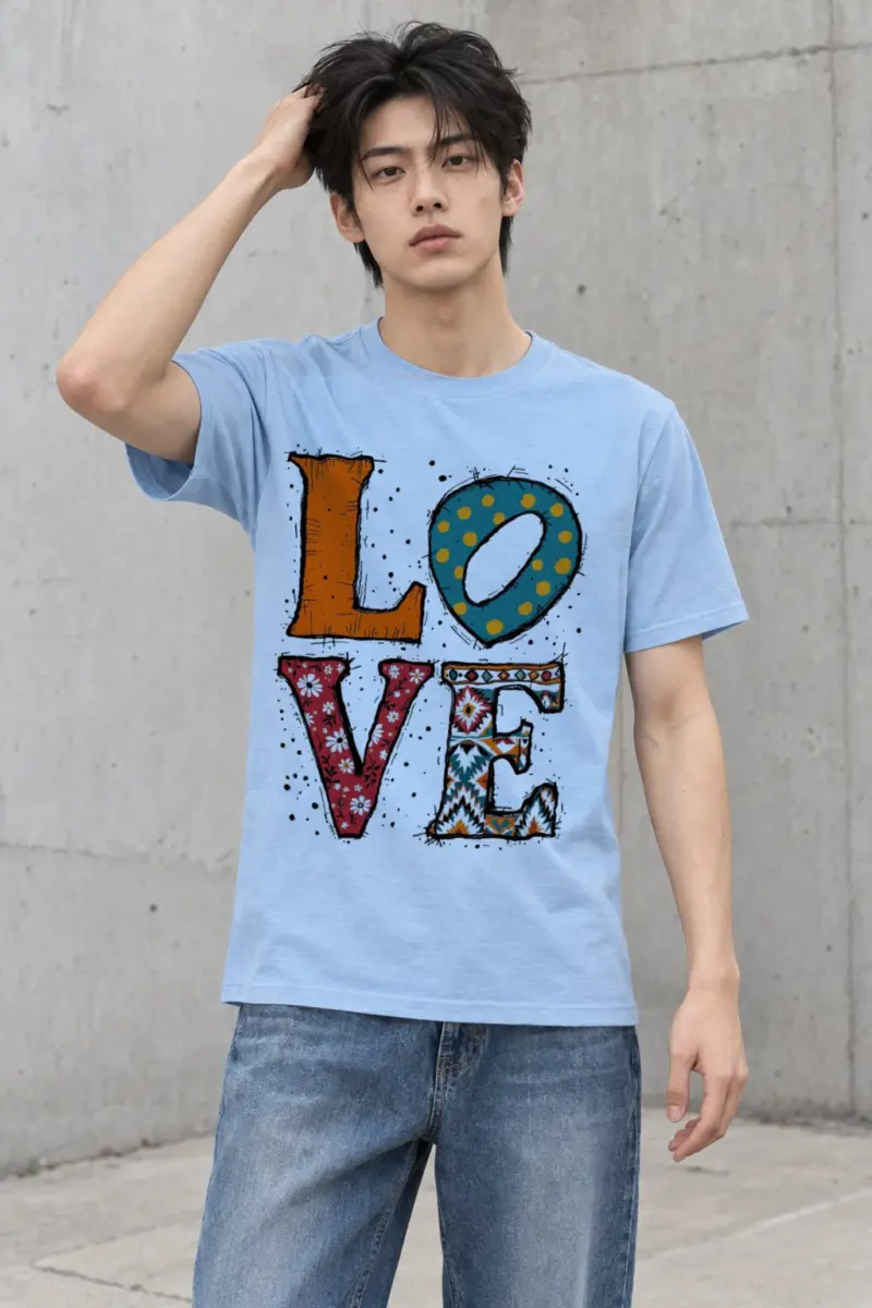 "Folk Art Love" Heavyweight Unisex Crewneck T-shirt