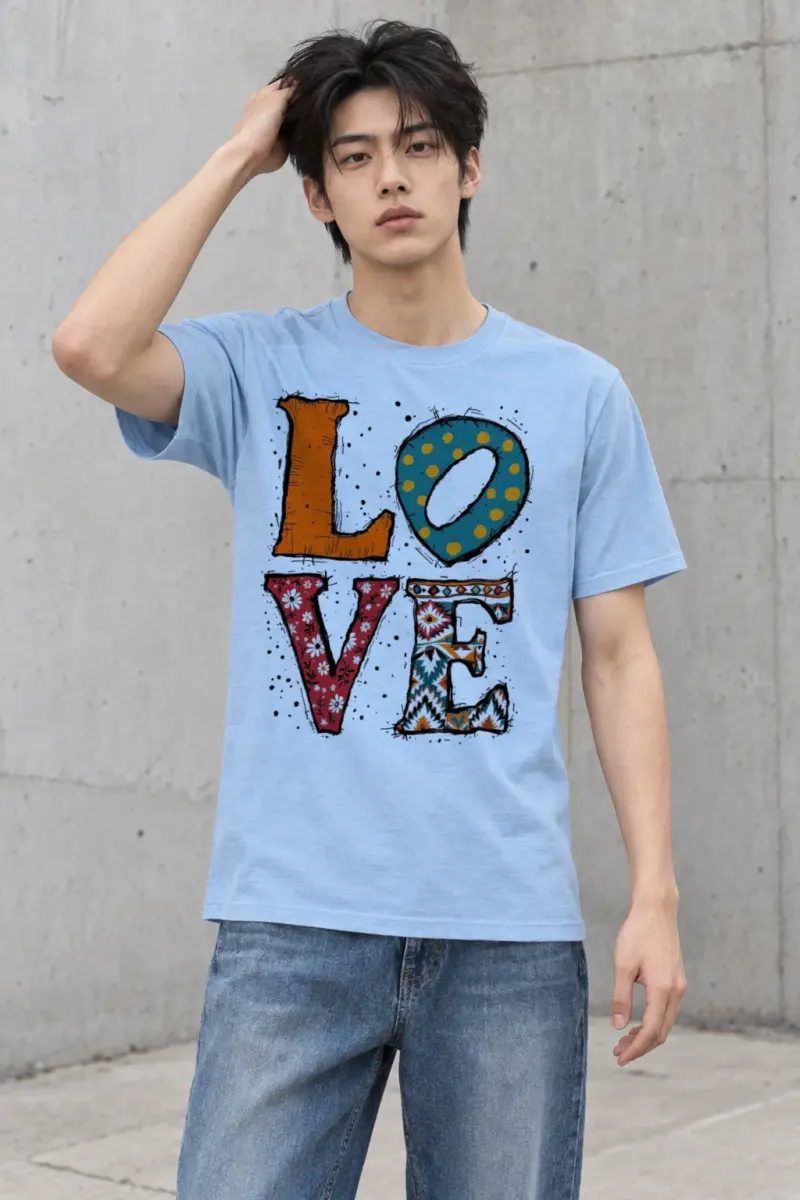 "Folk Art Love" Heavyweight Unisex Crewneck T-shirt