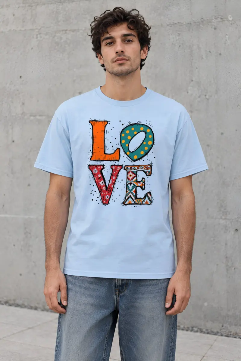 "Folk Art Love" Heavyweight Unisex Crewneck T-shirt