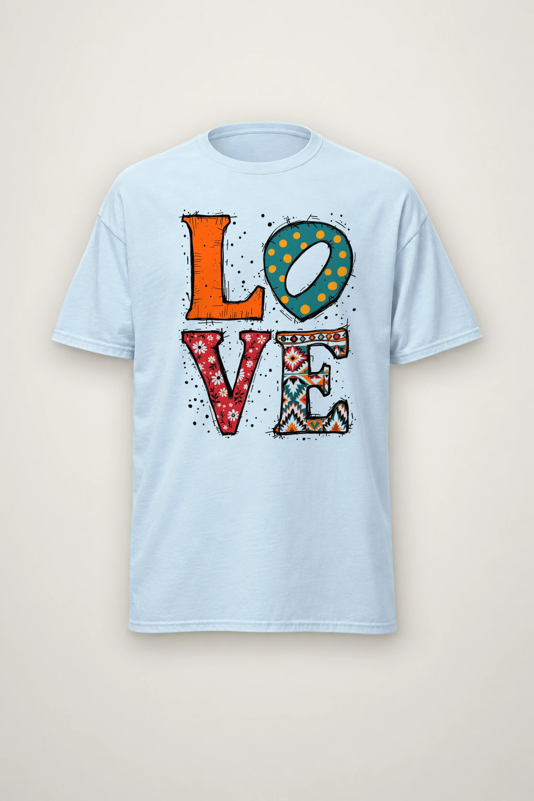 "Folk Art Love" Heavyweight Unisex Crewneck T-shirt
