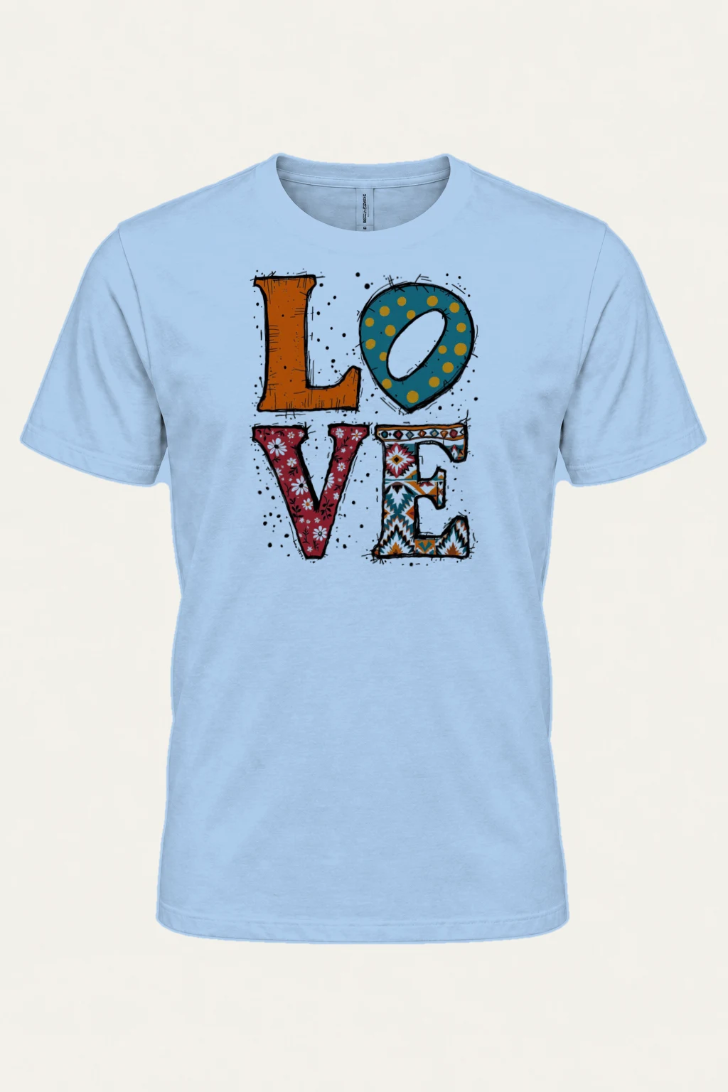"Folk Art Love" Heavyweight Unisex Crewneck T-shirt | Gildan 5000