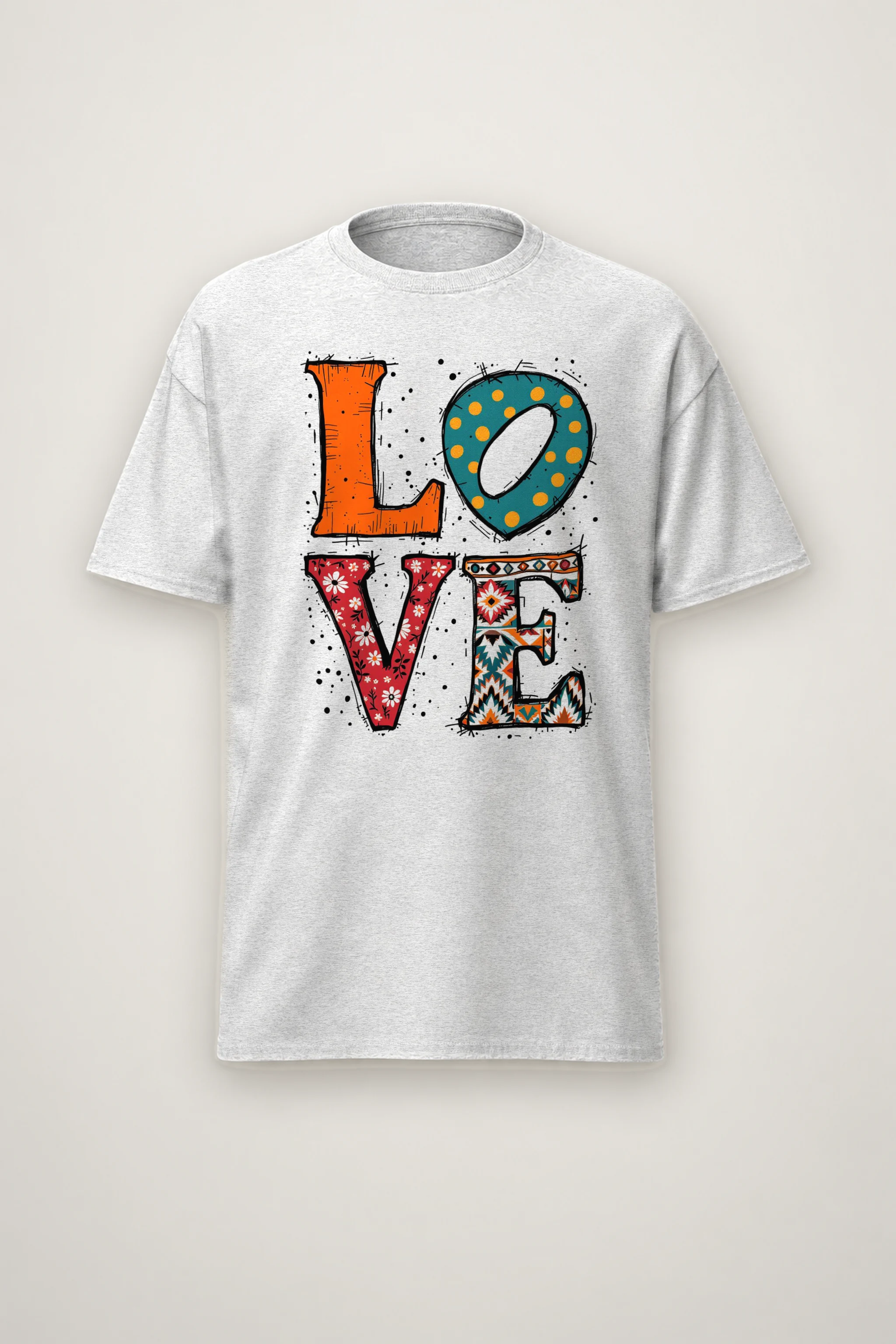 "Folk Art Love" Heavyweight Unisex Crewneck T-shirt
