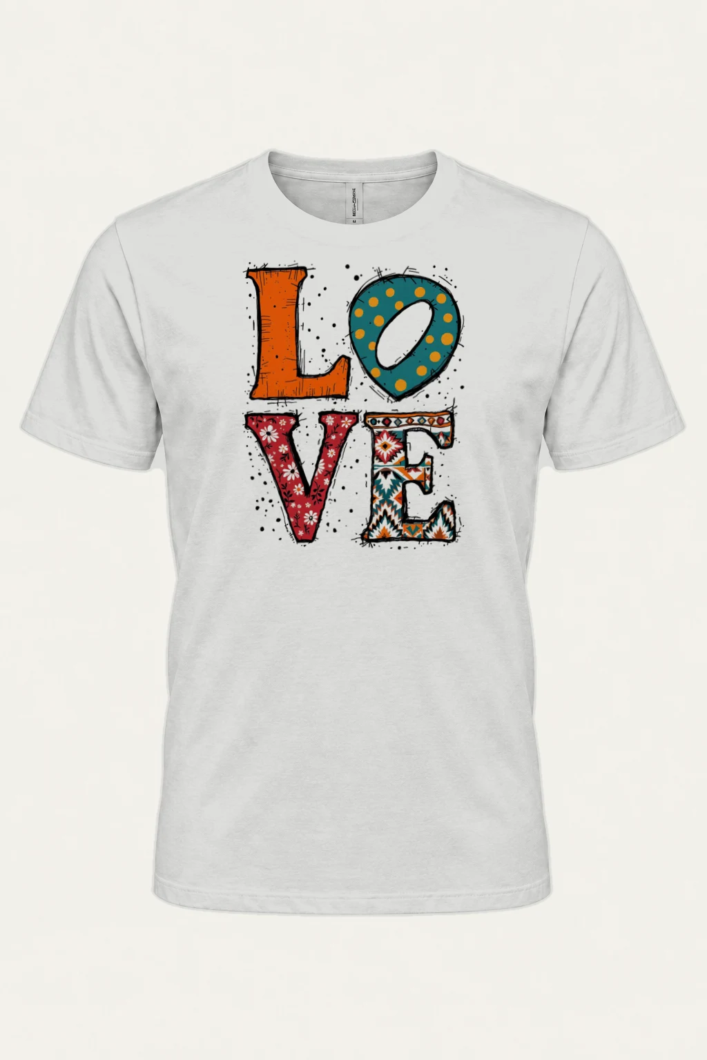 "Folk Art Love" Heavyweight Unisex Crewneck T-shirt | Gildan 5000