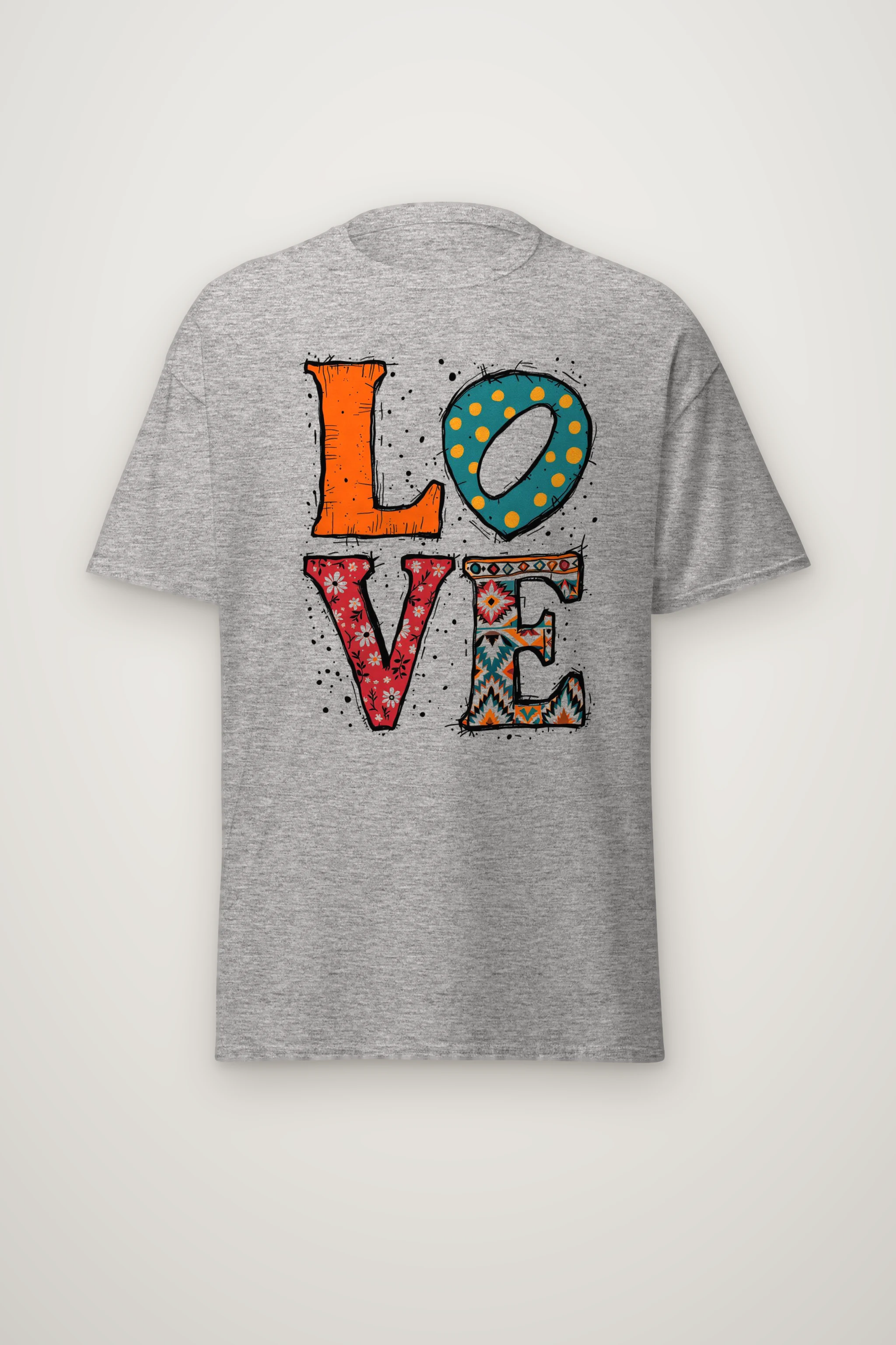 "Folk Art Love" Heavyweight Unisex Crewneck T-shirt