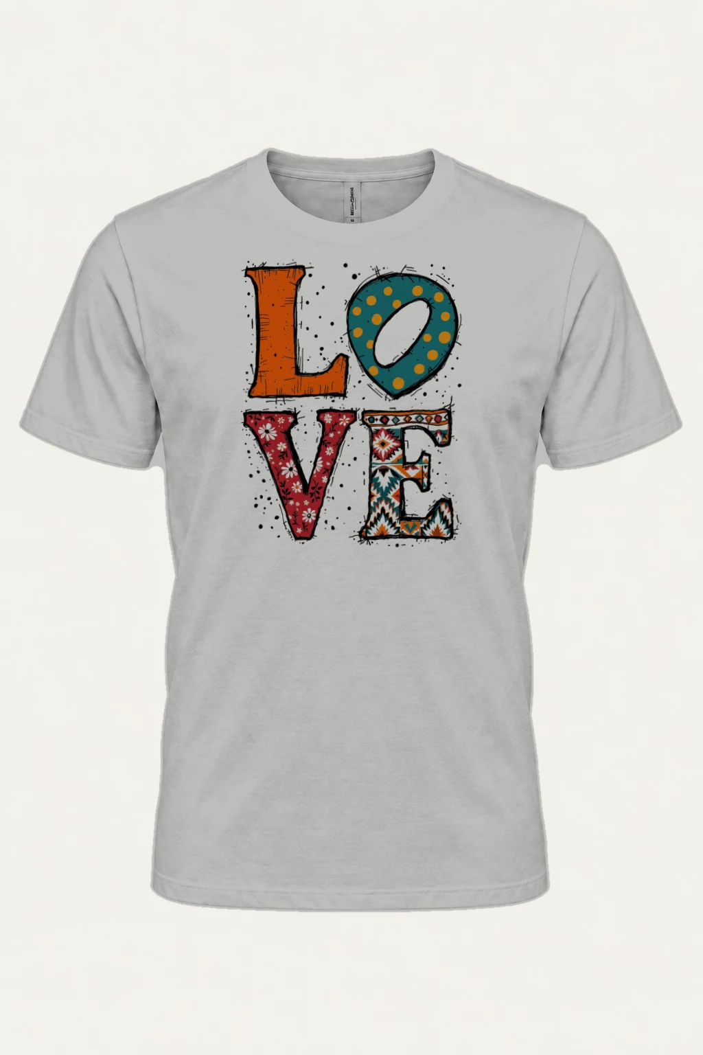 "Folk Art Love" Heavyweight Unisex Crewneck T-shirt | Gildan 5000