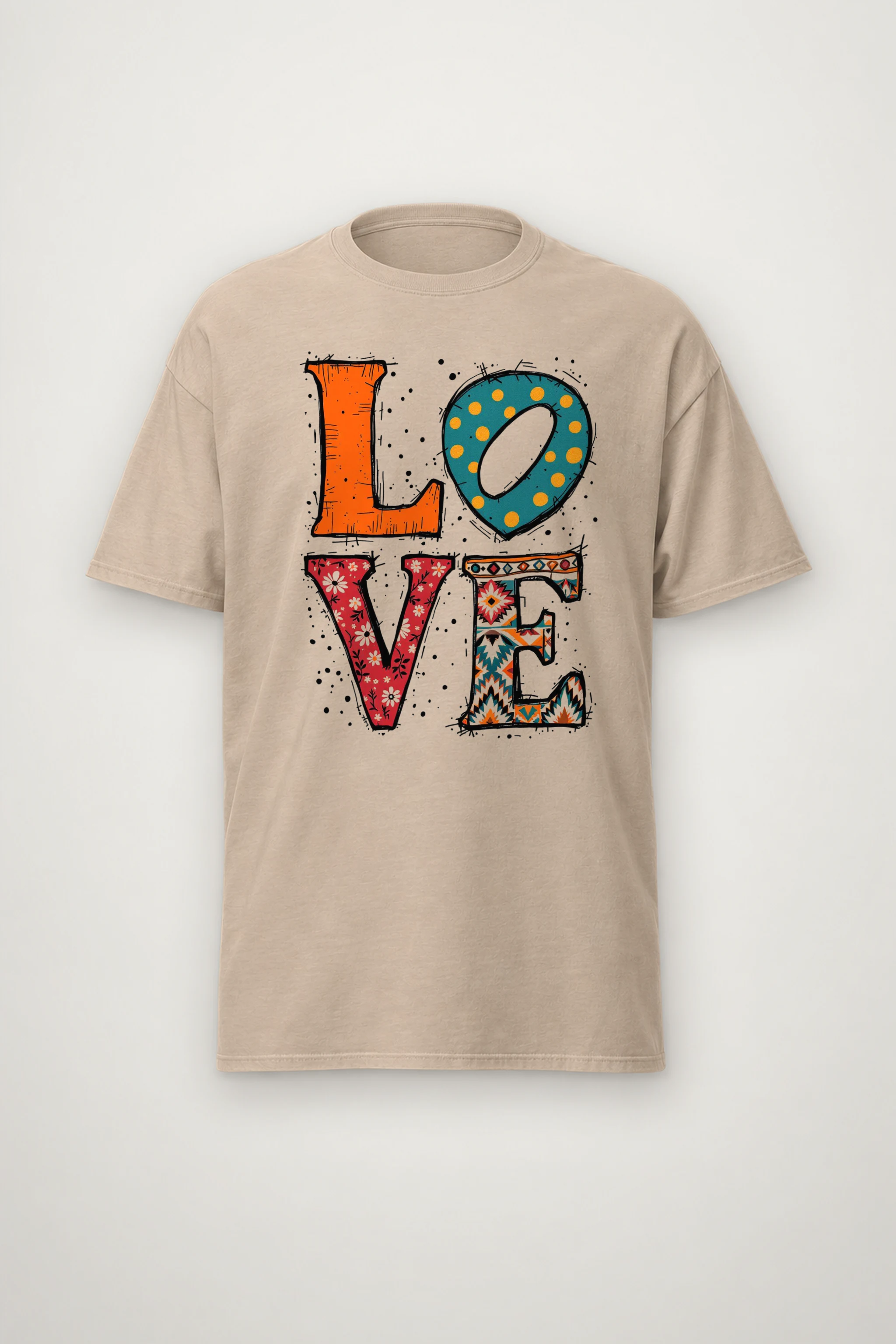 "Folk Art Love" Heavyweight Unisex Crewneck T-shirt