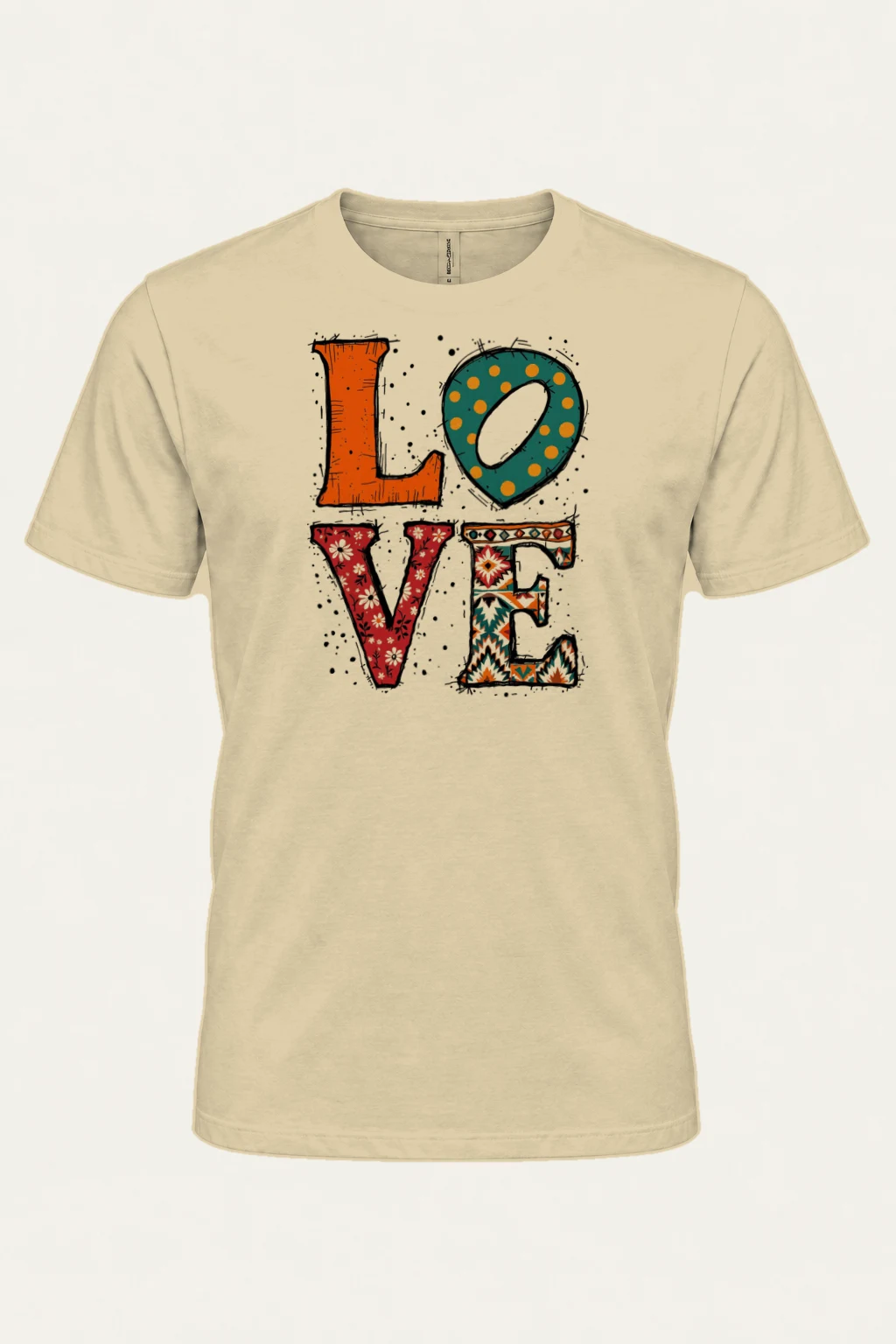"Folk Art Love" Heavyweight Unisex Crewneck T-shirt | Gildan 5000