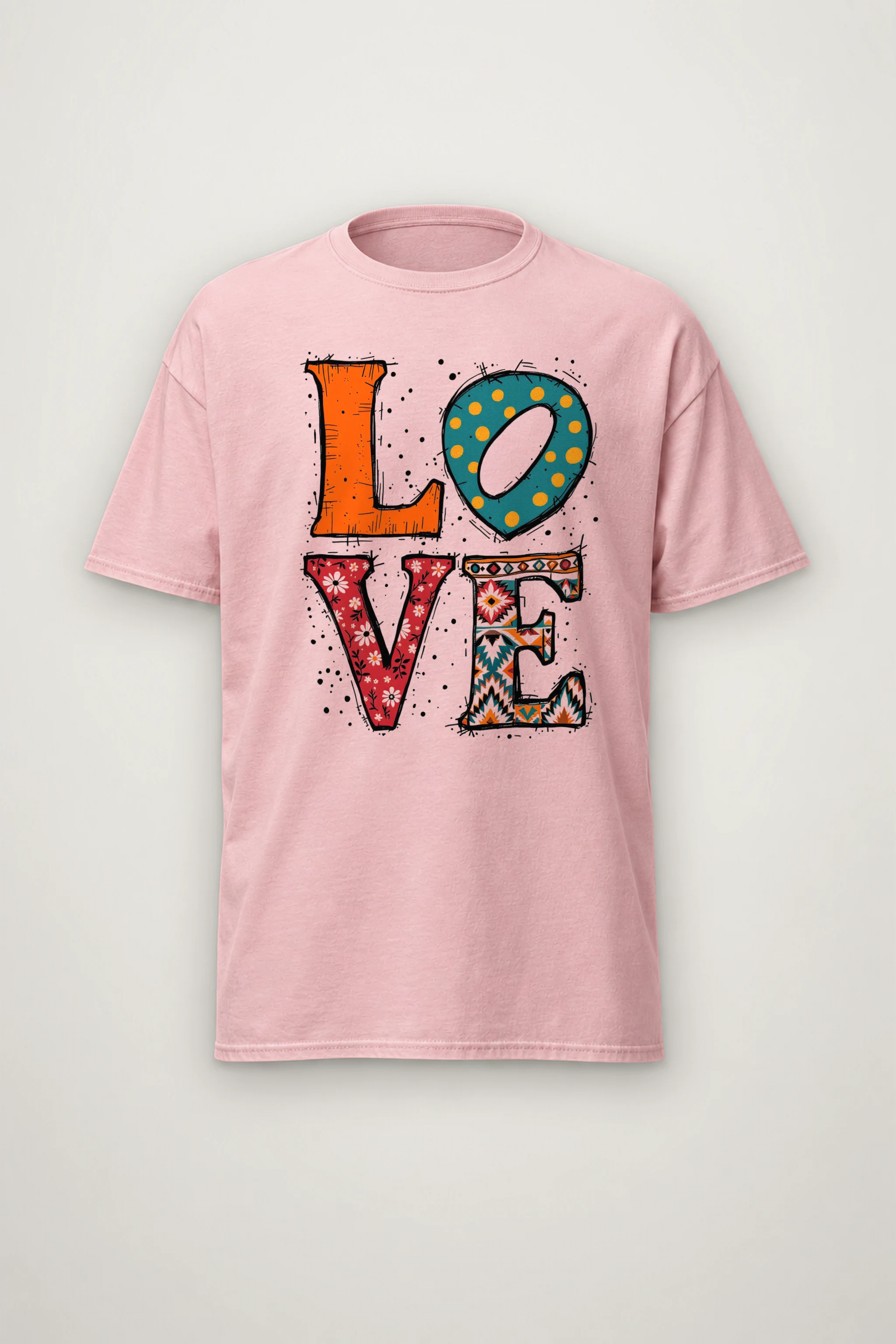 "Folk Art Love" Heavyweight Unisex Crewneck T-shirt