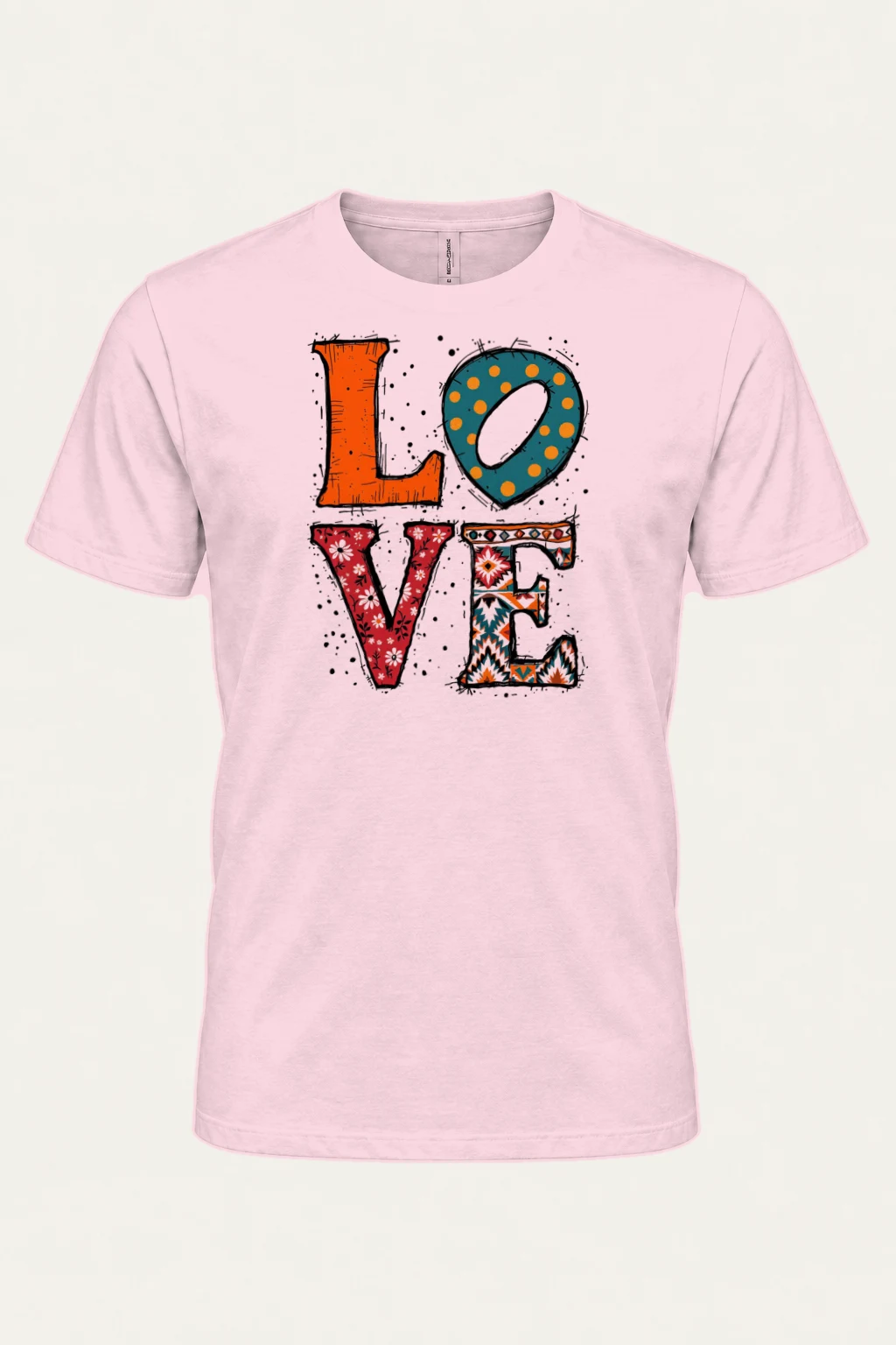 "Folk Art Love" Heavyweight Unisex Crewneck T-shirt | Gildan 5000