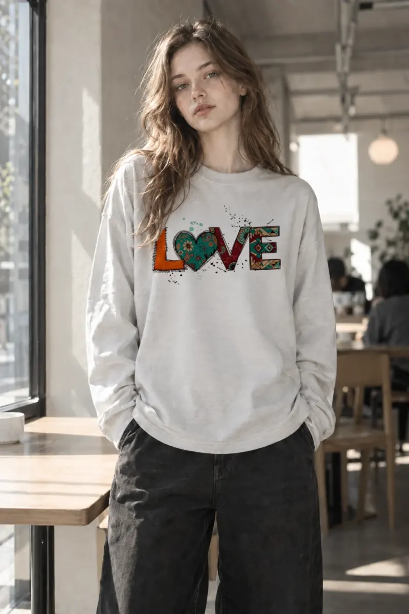"Folk Art Love" Unisex Longsleeve T-shirt | Gildan 2400