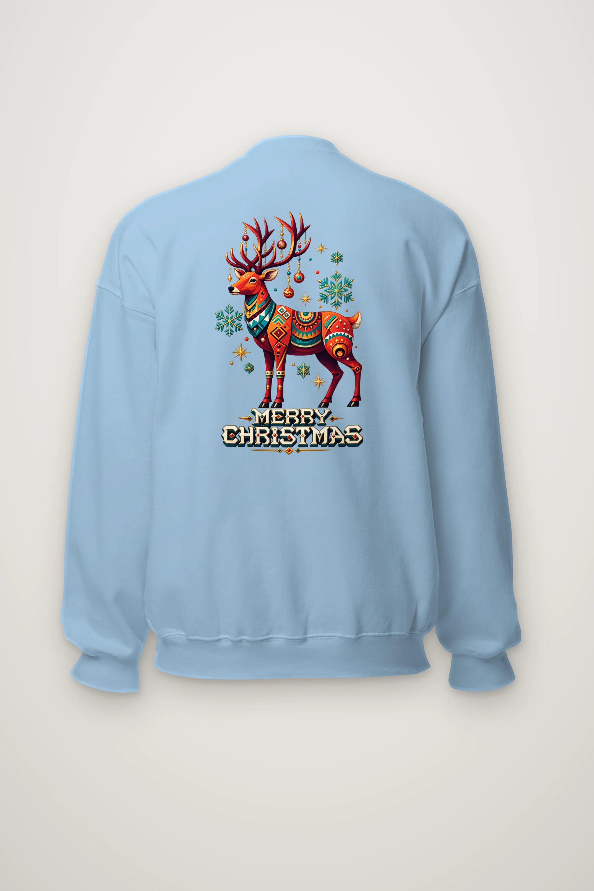 "Folk Festive Deer" Heavy Blend Unisex Crewneck Sweatshirt