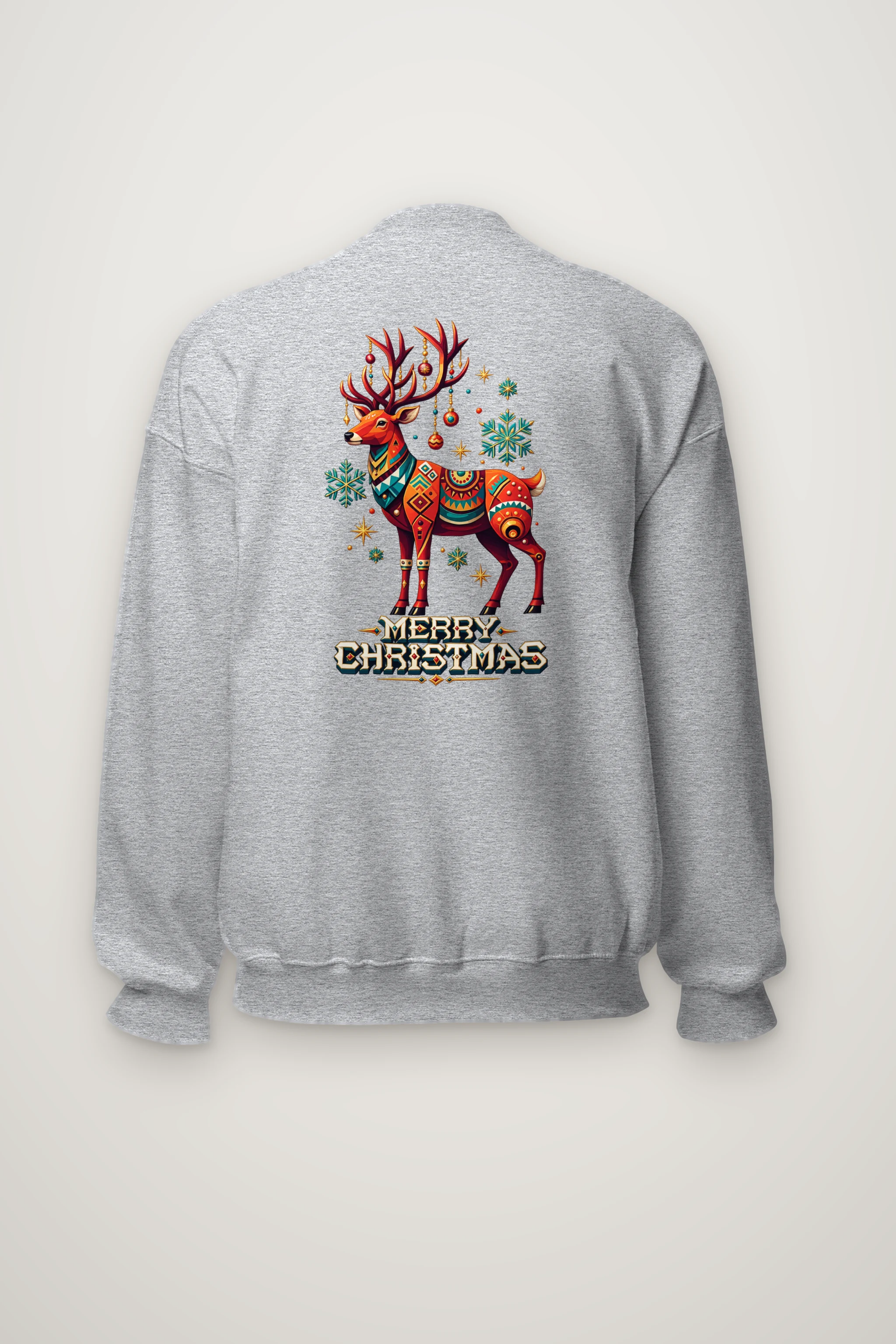 "Folk Festive Deer" Heavy Blend Unisex Crewneck Sweatshirt