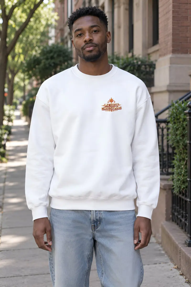 "Folk Festive Deer" Heavy Blend Unisex Crewneck Sweatshirt