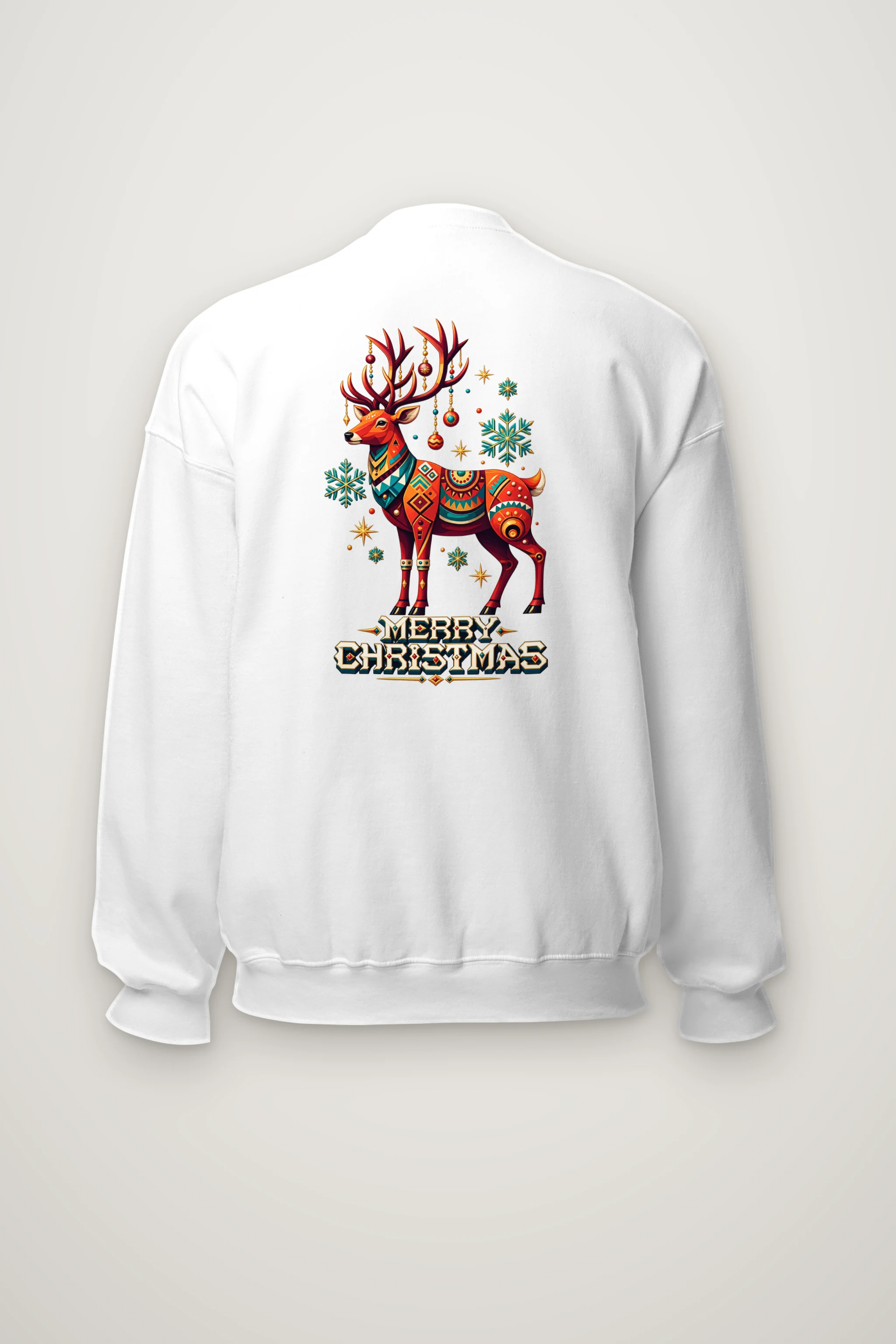 "Folk Festive Deer" Heavy Blend Unisex Crewneck Sweatshirt