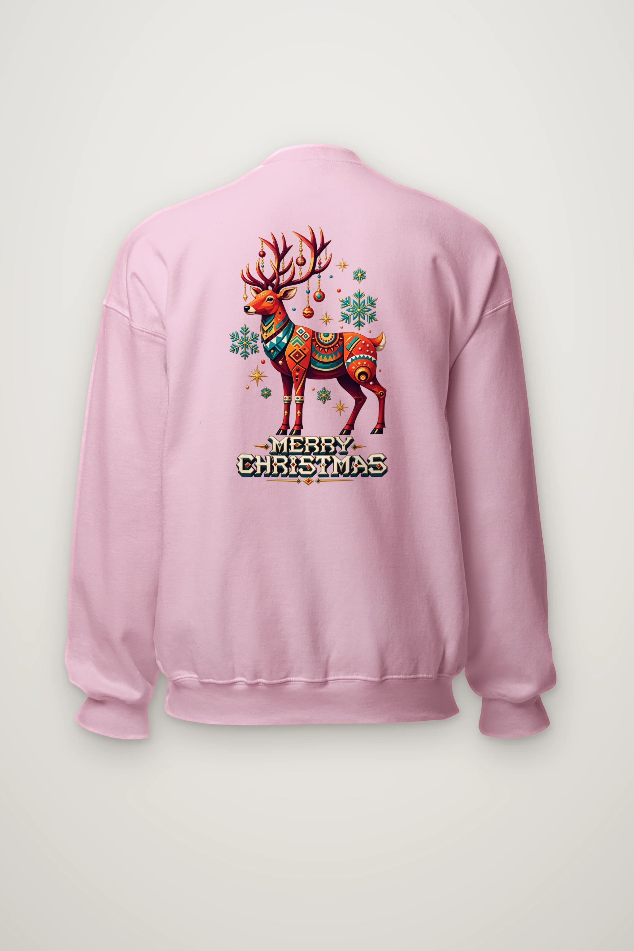 "Folk Festive Deer" Heavy Blend Unisex Crewneck Sweatshirt