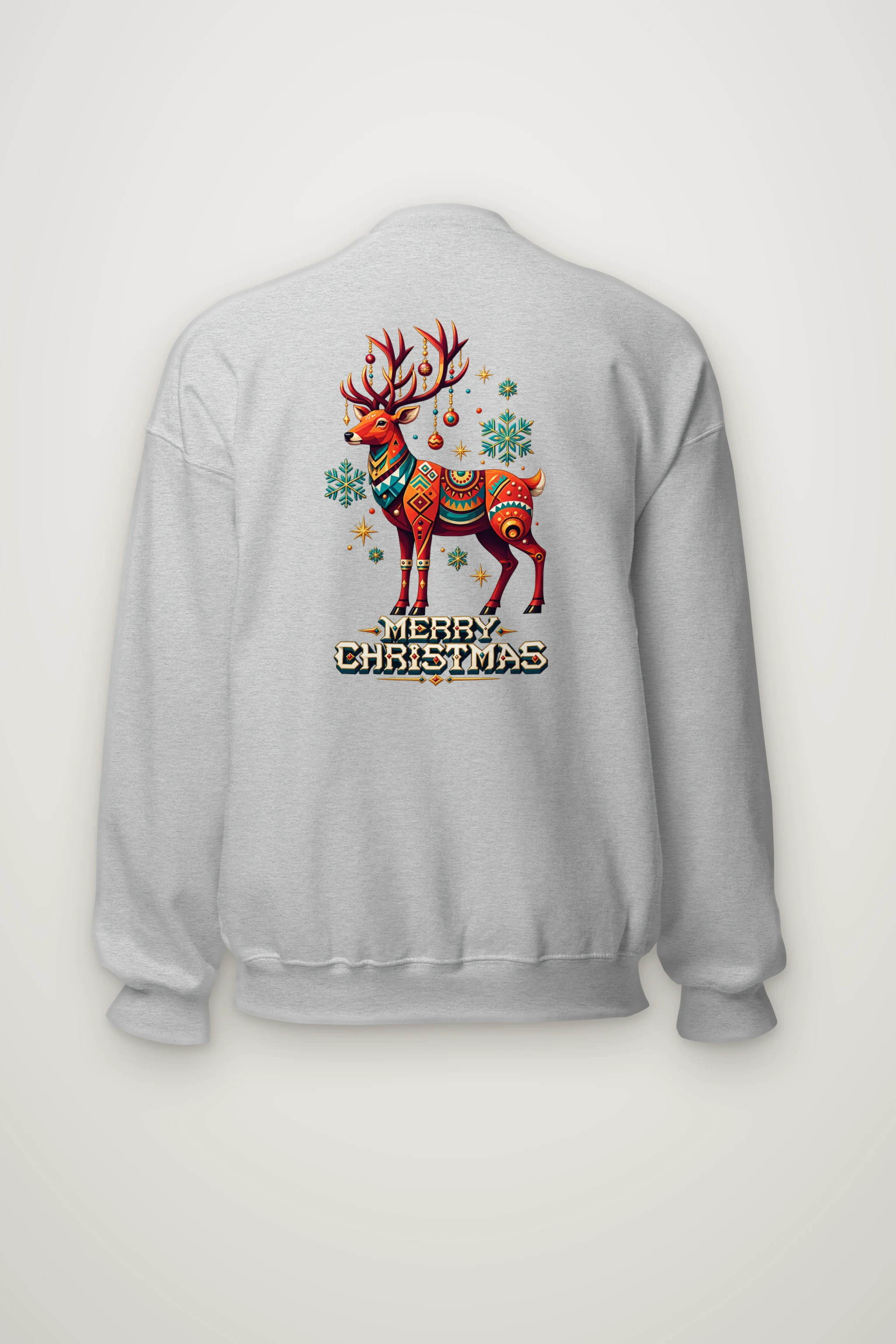 "Folk Festive Deer" Heavy Blend Unisex Crewneck Sweatshirt