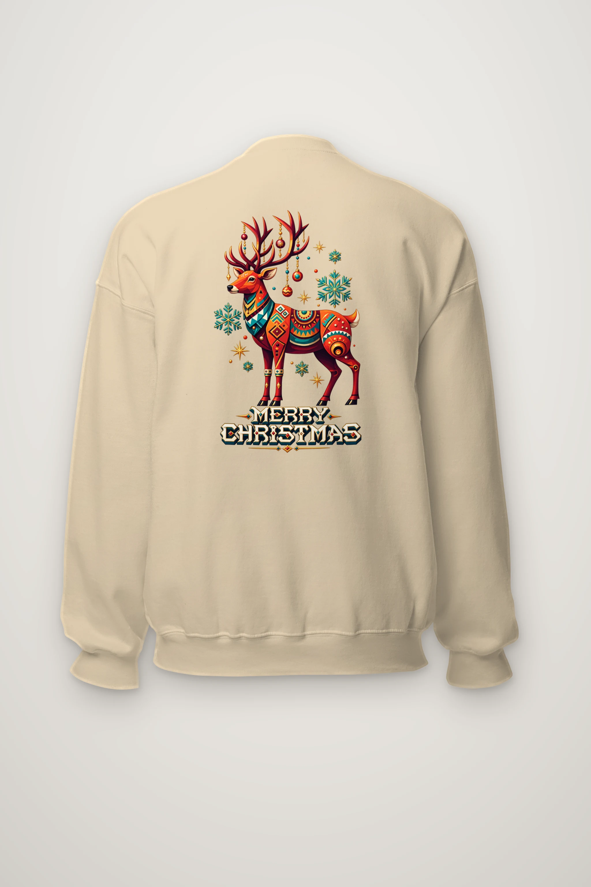 "Folk Festive Deer" Heavy Blend Unisex Crewneck Sweatshirt