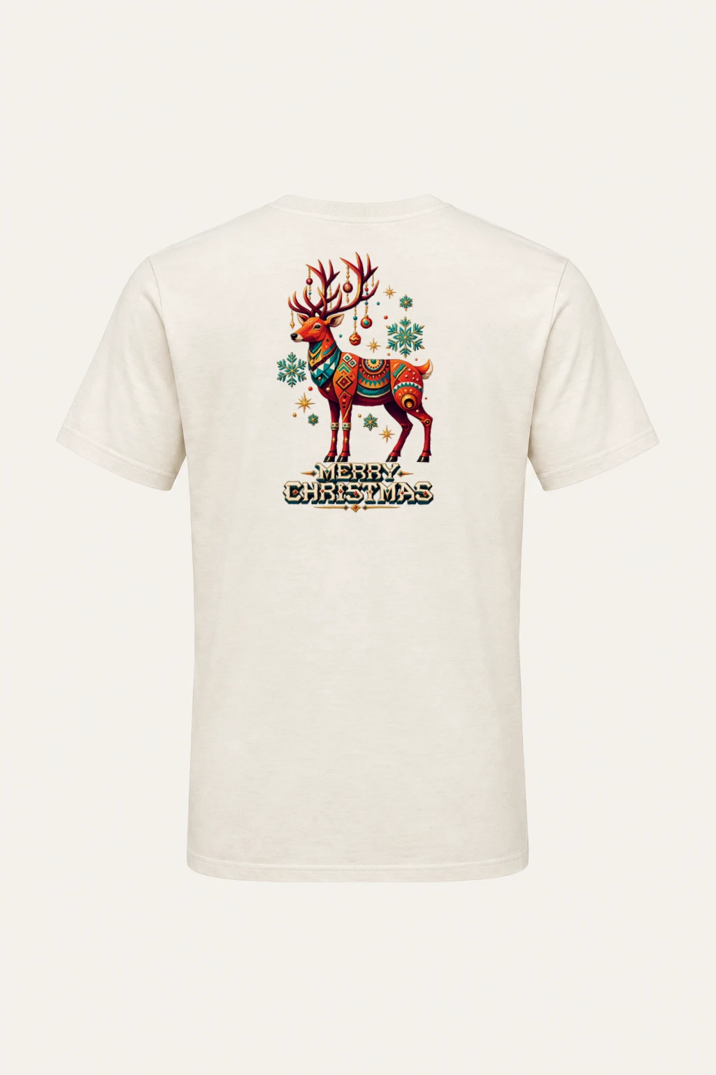 "Folk Festive Reindeer" Heavyweight Unisex Crewneck T-shirt | Gildan 5000