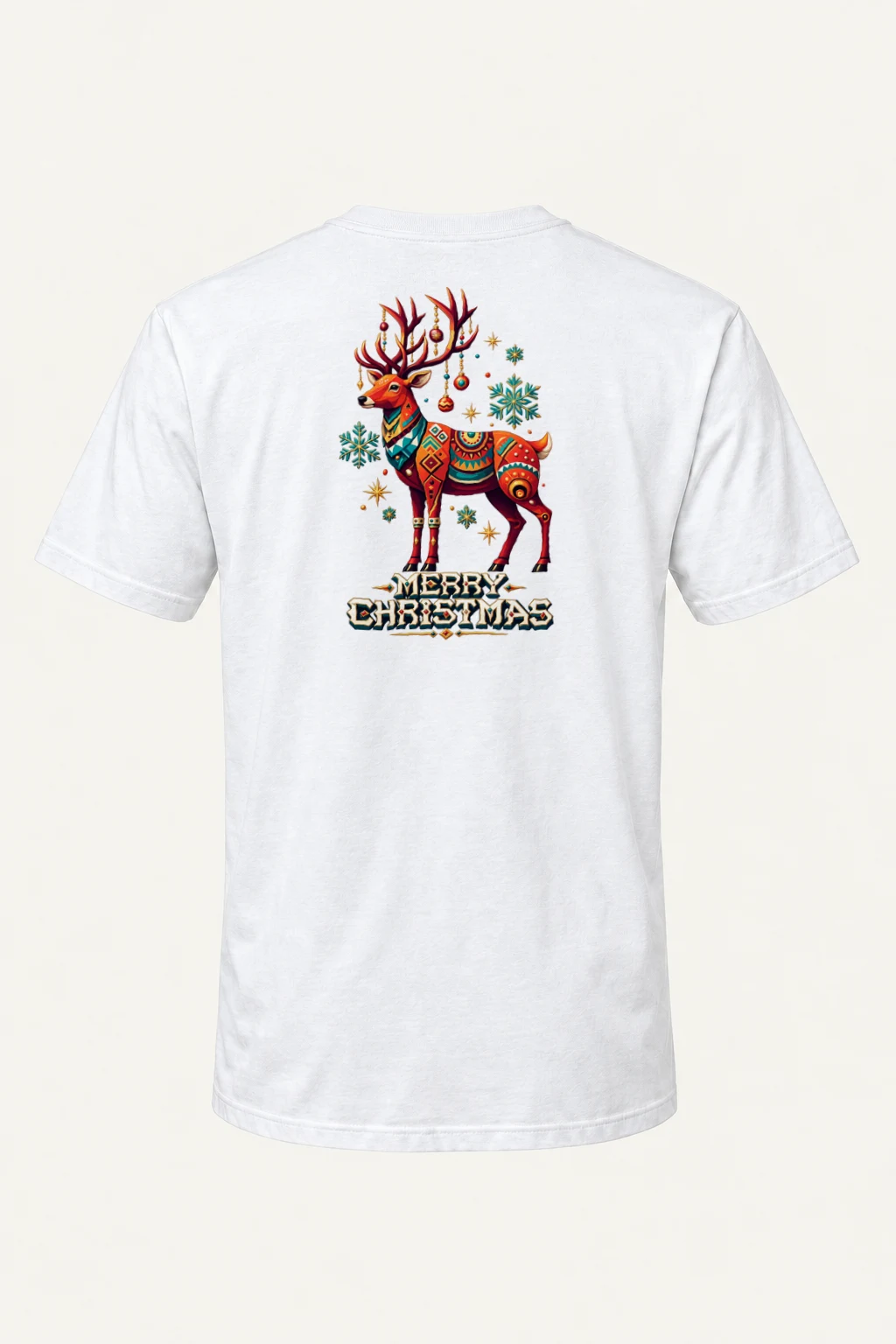 "Folk Festive Reindeer" Heavyweight Unisex Crewneck T-shirt | Gildan 5000
