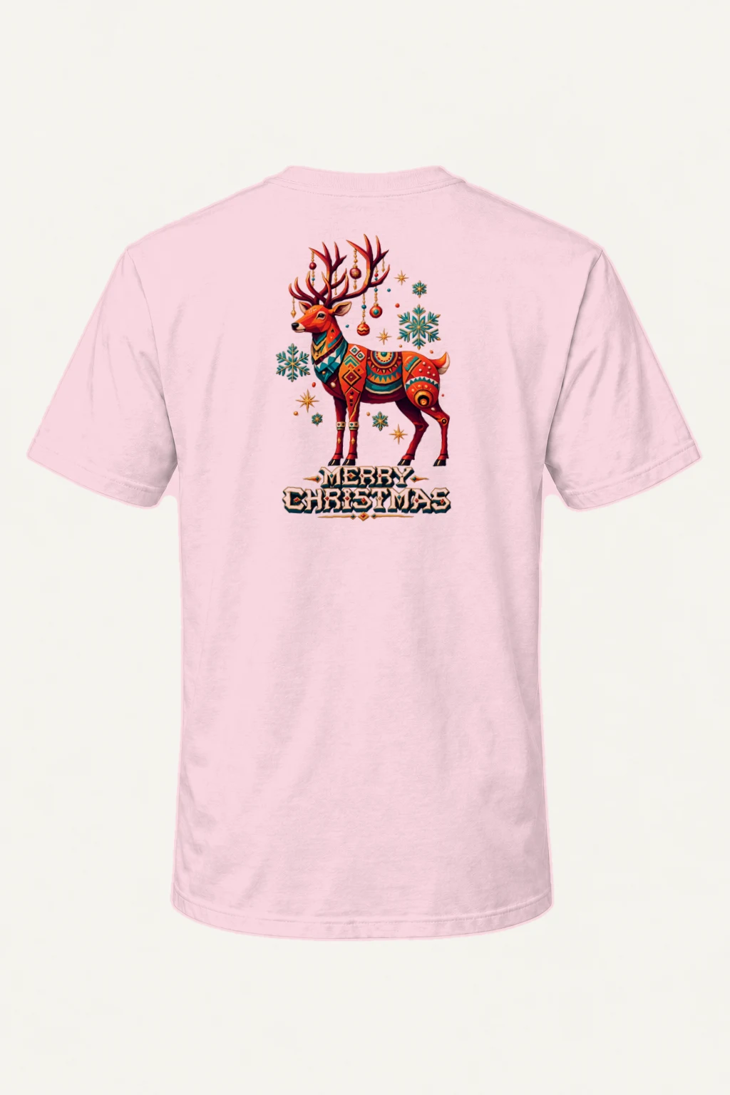 "Folk Festive Reindeer" Heavyweight Unisex Crewneck T-shirt | Gildan 5000